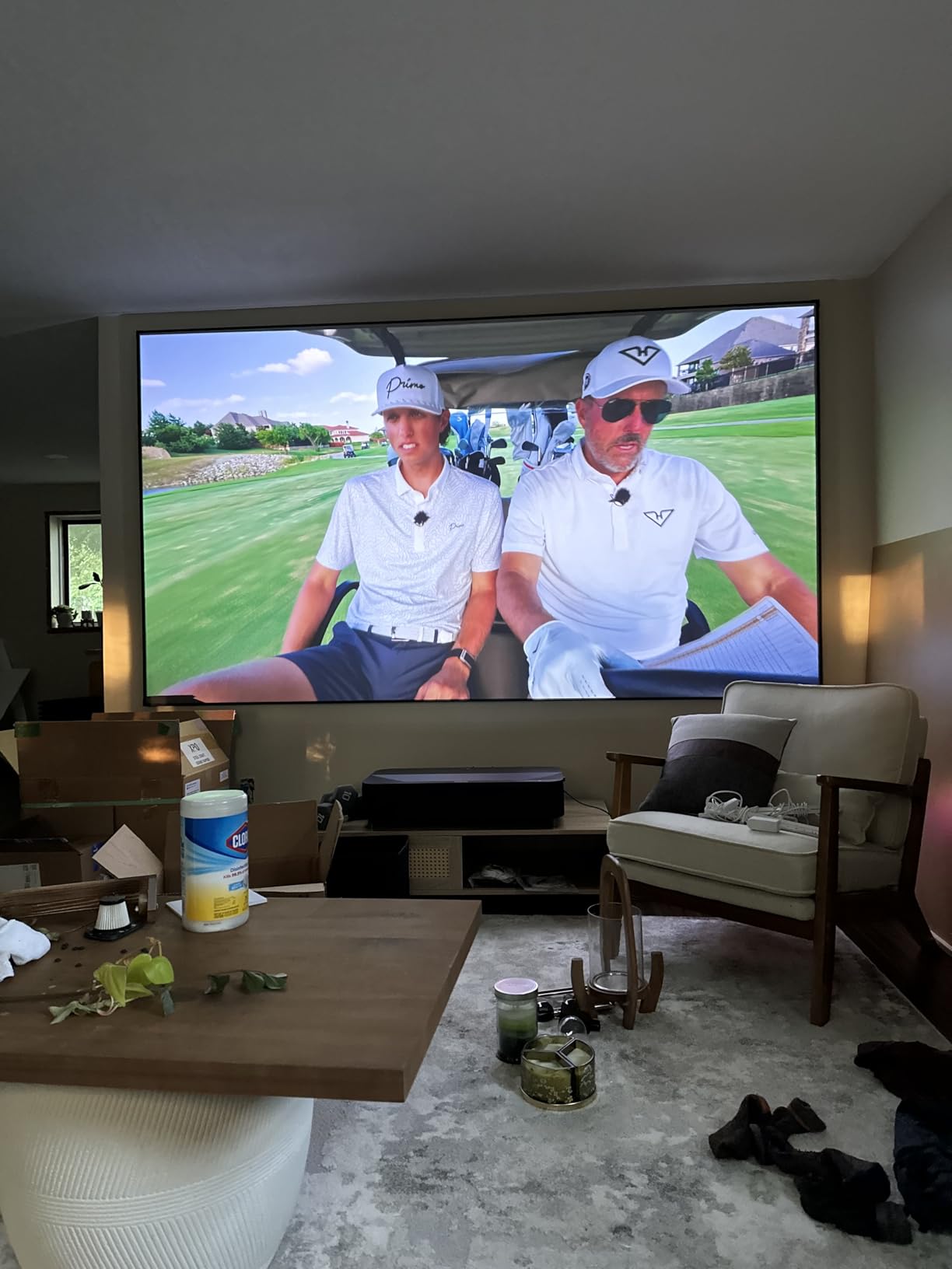 NothingProjector ALR Screen for Ultra Short Throw Projector, 95% Ambient Ceiling Light Rejecting, 135 inch, 4K/8K UHD, Active 3D, Fixed Frame 16:9, Wall Mount Anti Daylight UST, Black Series customer photo 1