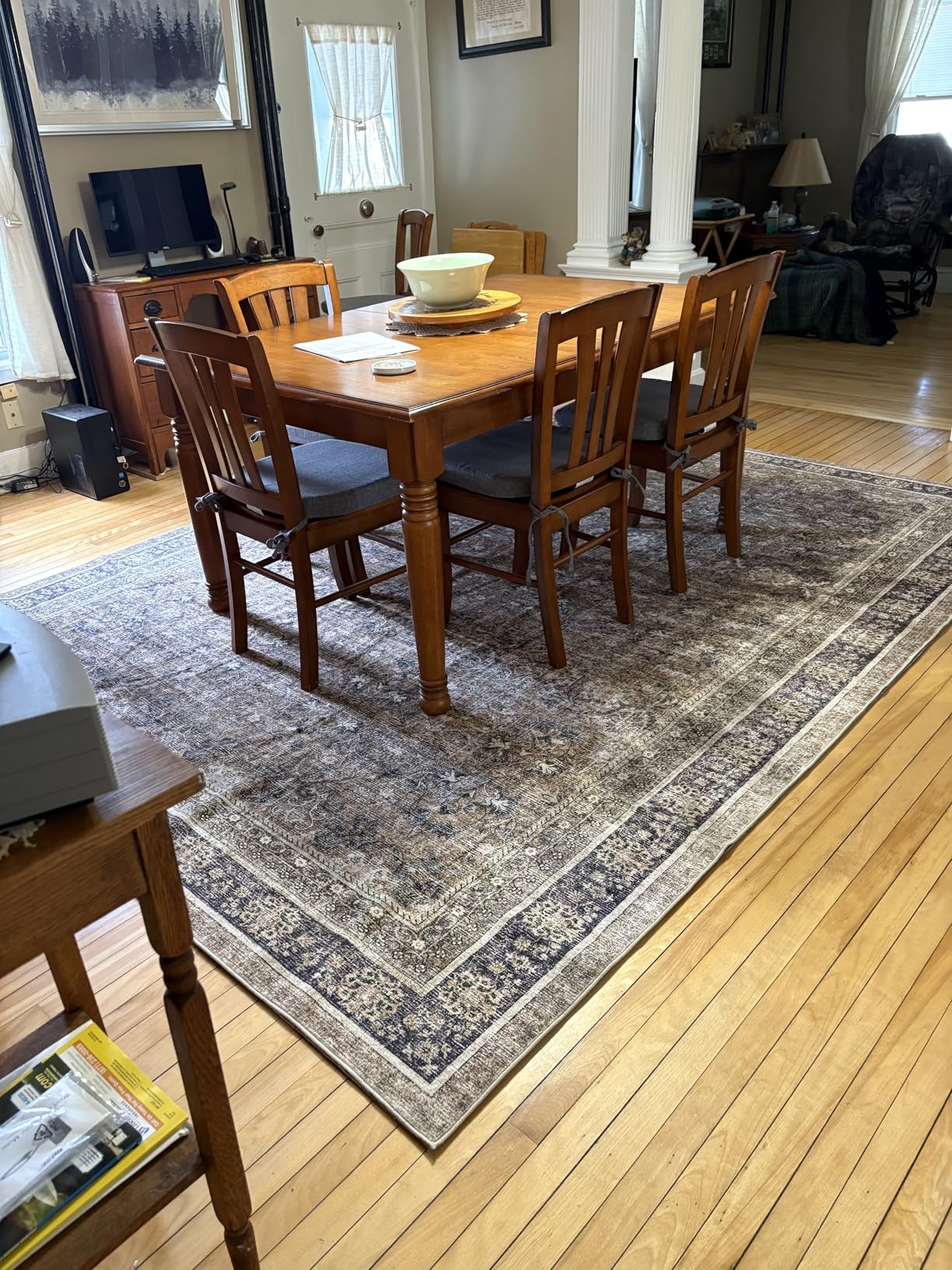 WITSHOCK Dusty Blue Living Room Rug 8x10: Oushak Boho Vintage Farmhouse Retro Antique, Dining Room Rugs for Under Table, Bedroom Nursery Girls Boys Playroom, Ultra Soft Faux Wool Stain Resistance customer photo 1