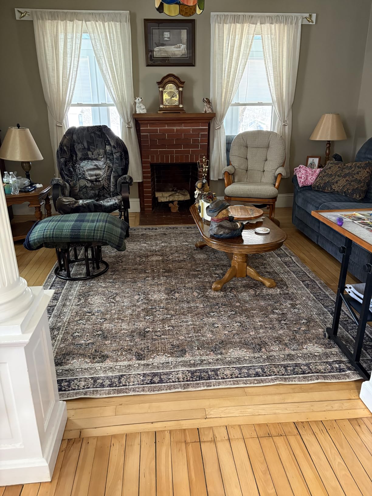 WITSHOCK Dusty Blue Living Room Rug 8x10: Oushak Boho Vintage Farmhouse Retro Antique, Dining Room Rugs for Under Table, Bedroom Nursery Girls Boys Playroom, Ultra Soft Faux Wool Stain Resistance customer photo 2