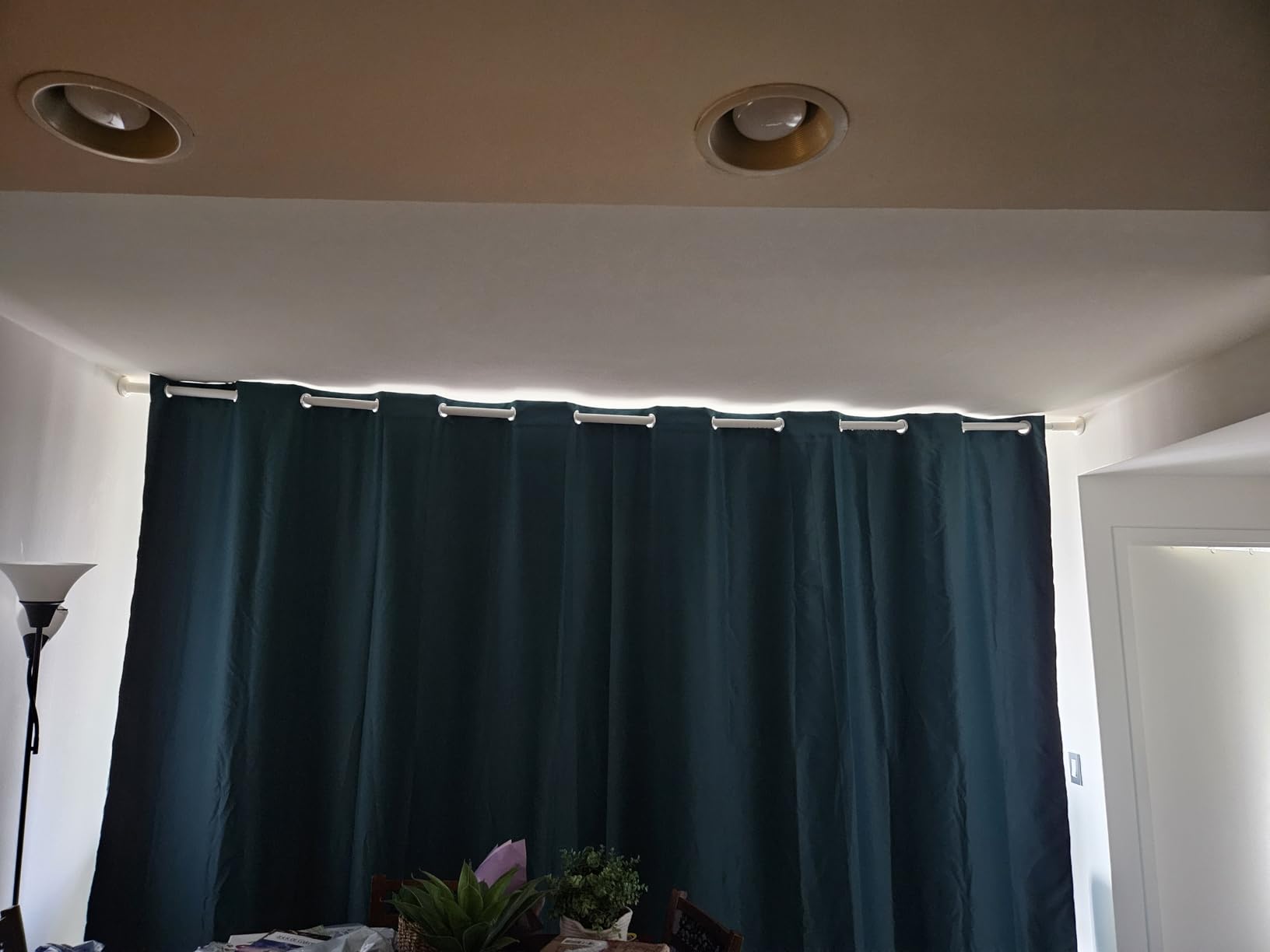 NICETOWN Room Divider Curtain with Adjustable Ceiling Track, W100 x L84 Blackout Curtain for Sliding Door, Ceiling Mouted Drape for Living Room/Hospital Divider, 1 Panel Black Drape, Whtie Track customer photo 1