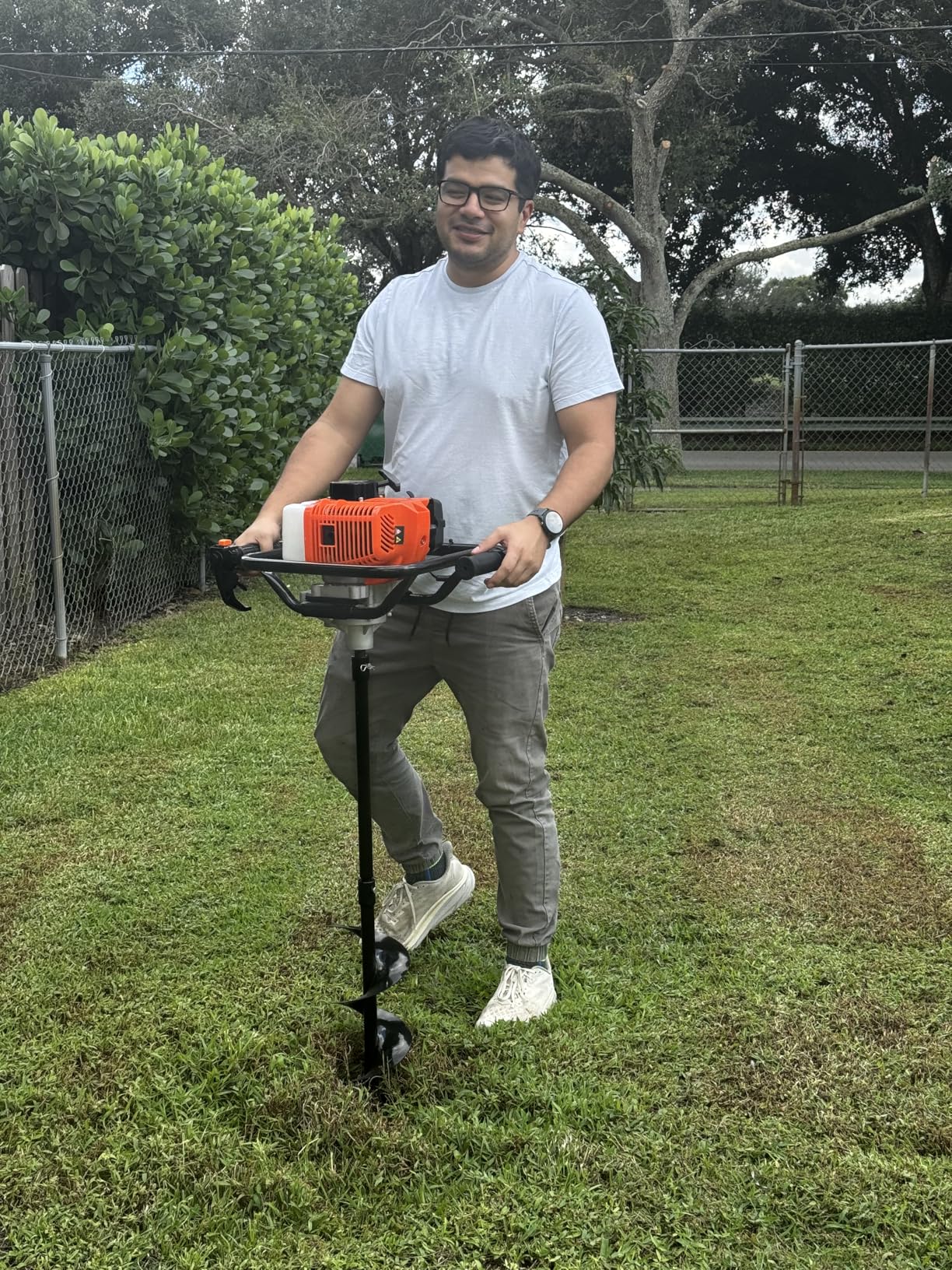 Post Hole Digger, 72cc Auger Post Hole Digger, Gas Powered Earth Digger with 2 Auger Drill Bits(6