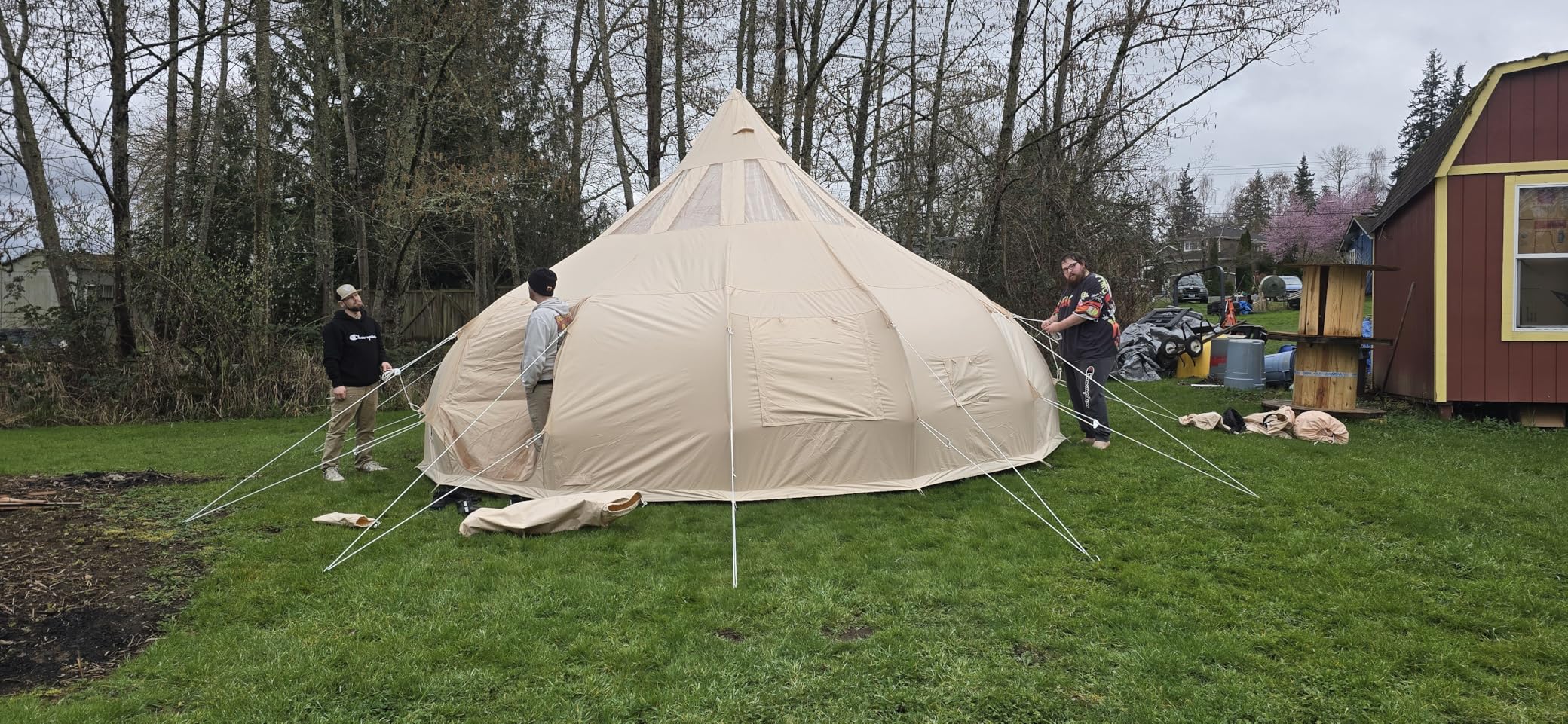 TOMOUNT Canvas Tent with Rainfly with Stove Jack Bell Tent Yurt Glamping Tent with TPU Transparent Roof for Family Camping customer photo 1