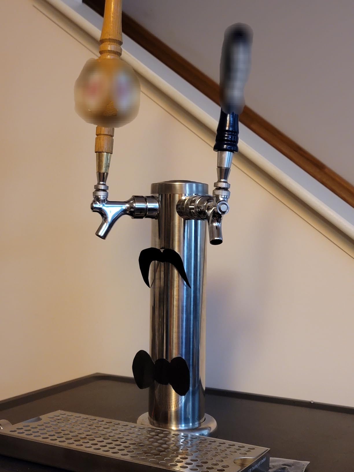 Kegerator Tower Dual Tap Beer Tower Dispenser Kegerator Parts, 3 Inches Stainless Steel Beer Tower Includes Pre-Assembled Hose and Self-Closing Faucet customer photo 1