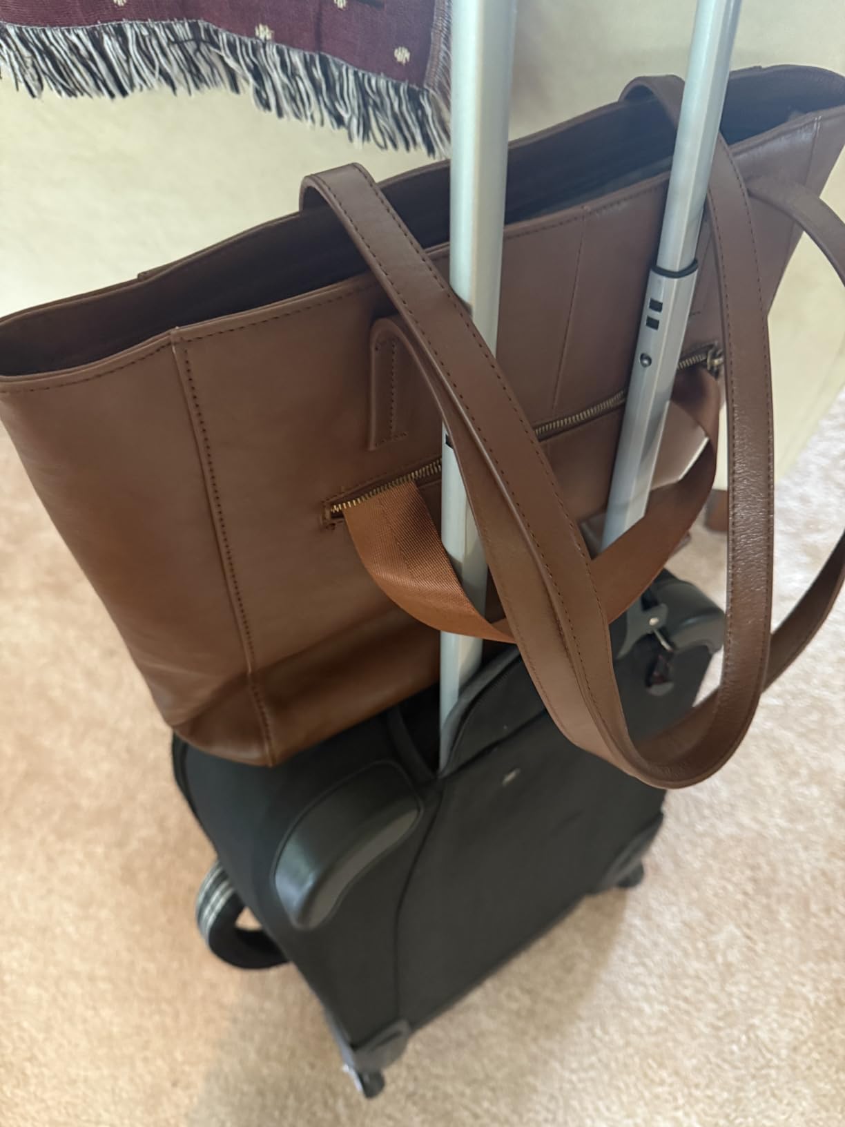 befen Vintage Genuine Leather Work Tote Bag for Women Large Tote Bag with Zipper Leather Purse and Handbags with Compartment customer photo 1