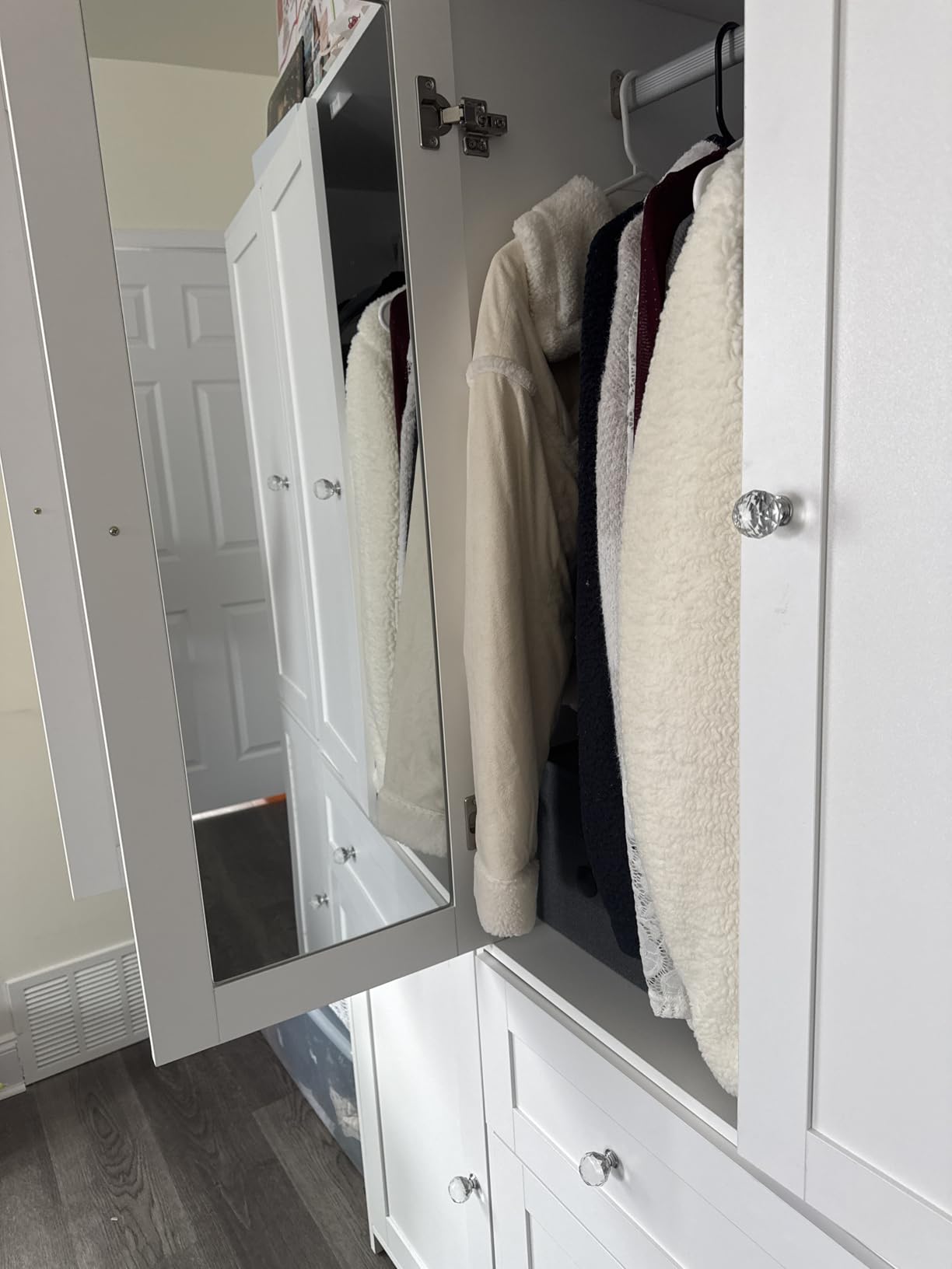 VOWNER Armoire Wardrobe Closet with Drawers and Mirror, 71