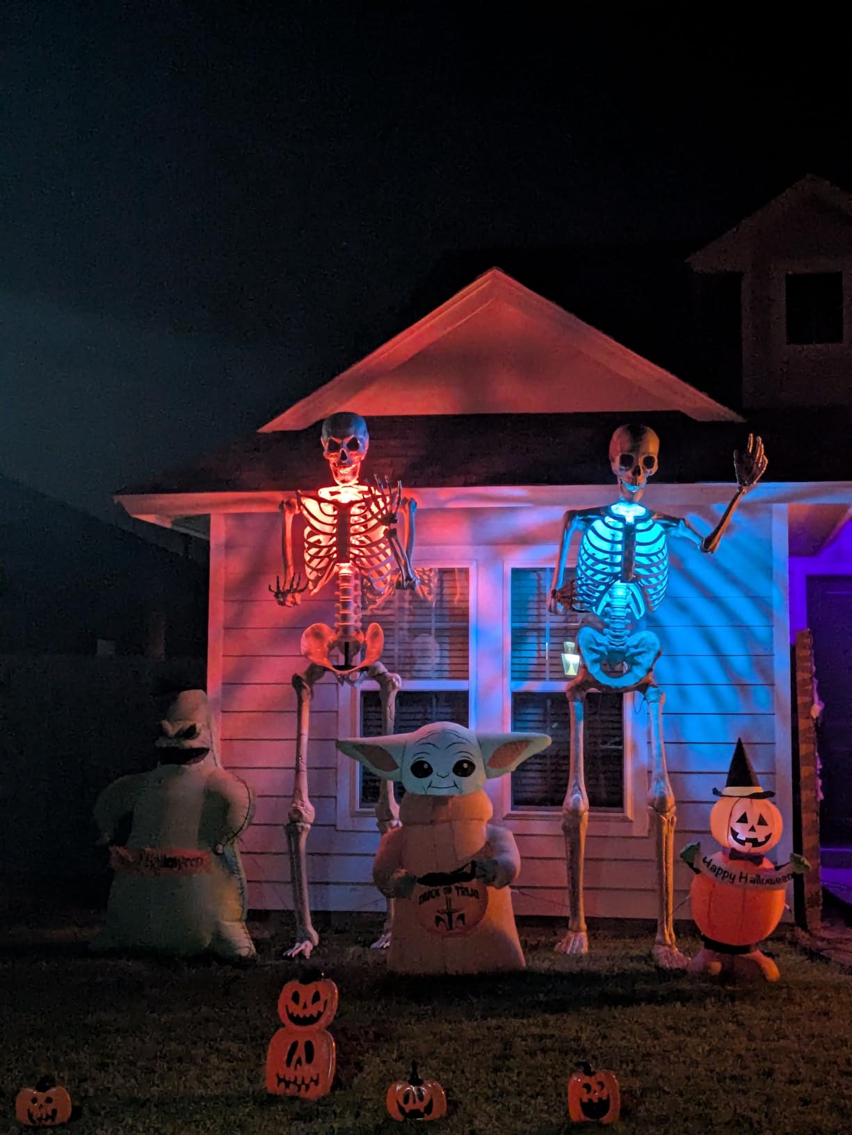 Hiboom 12 Ft Skeleton Lighting Kit (Not Included Skeleton), 3 Modes and 7 Colors, USB Powered, Waterproof, Giant Skeletons LED Light for Halloween Yard Large Skeletal Decor customer photo 2