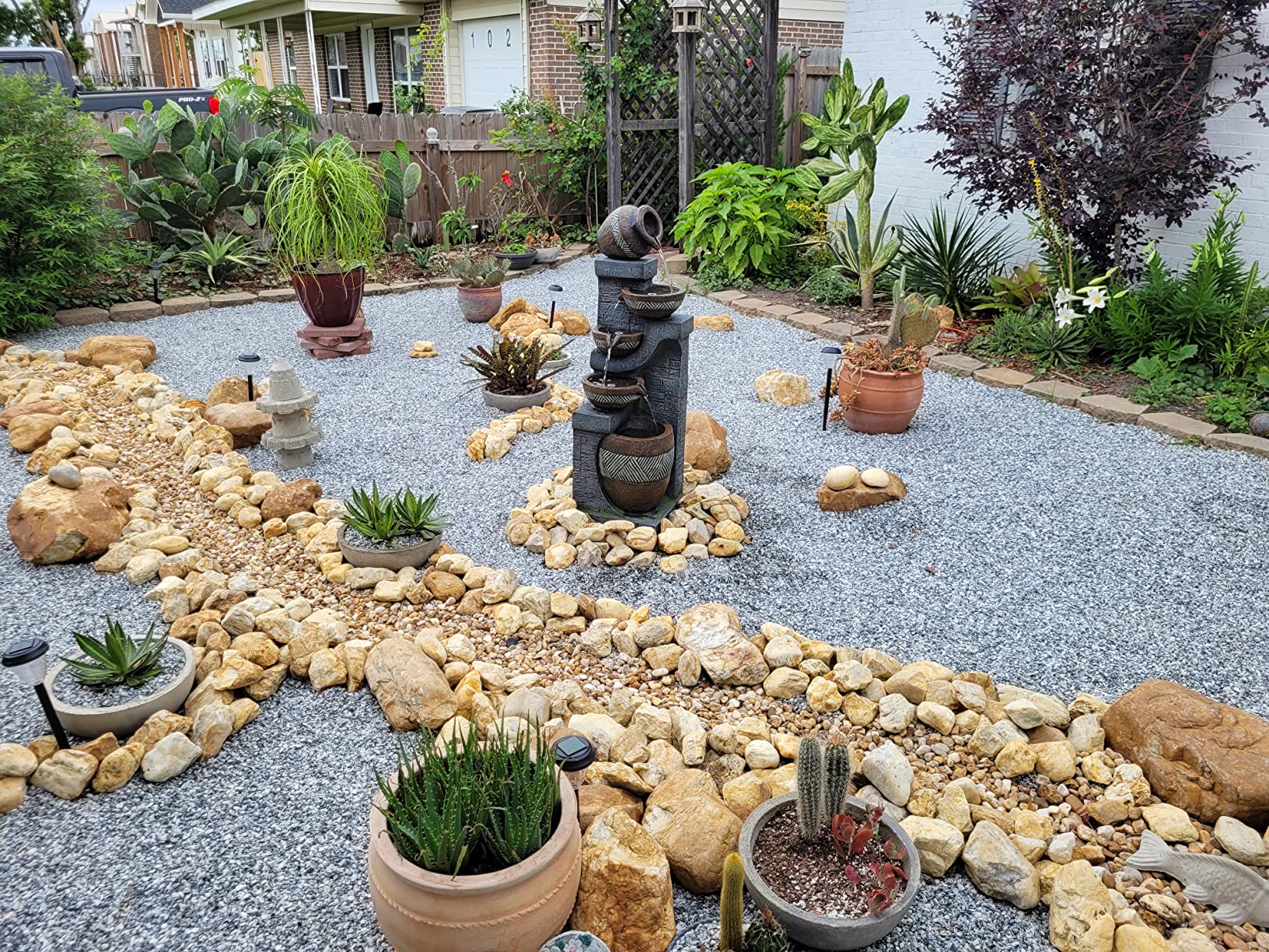 SunJet 5-Tiers Indoor/Outdoor Garden Water Fountain - 50.7inches Modern Floor-Standing Cascading Water Feature - Suitable for Deck, Patio, Porch, Yard Decor customer photo 1