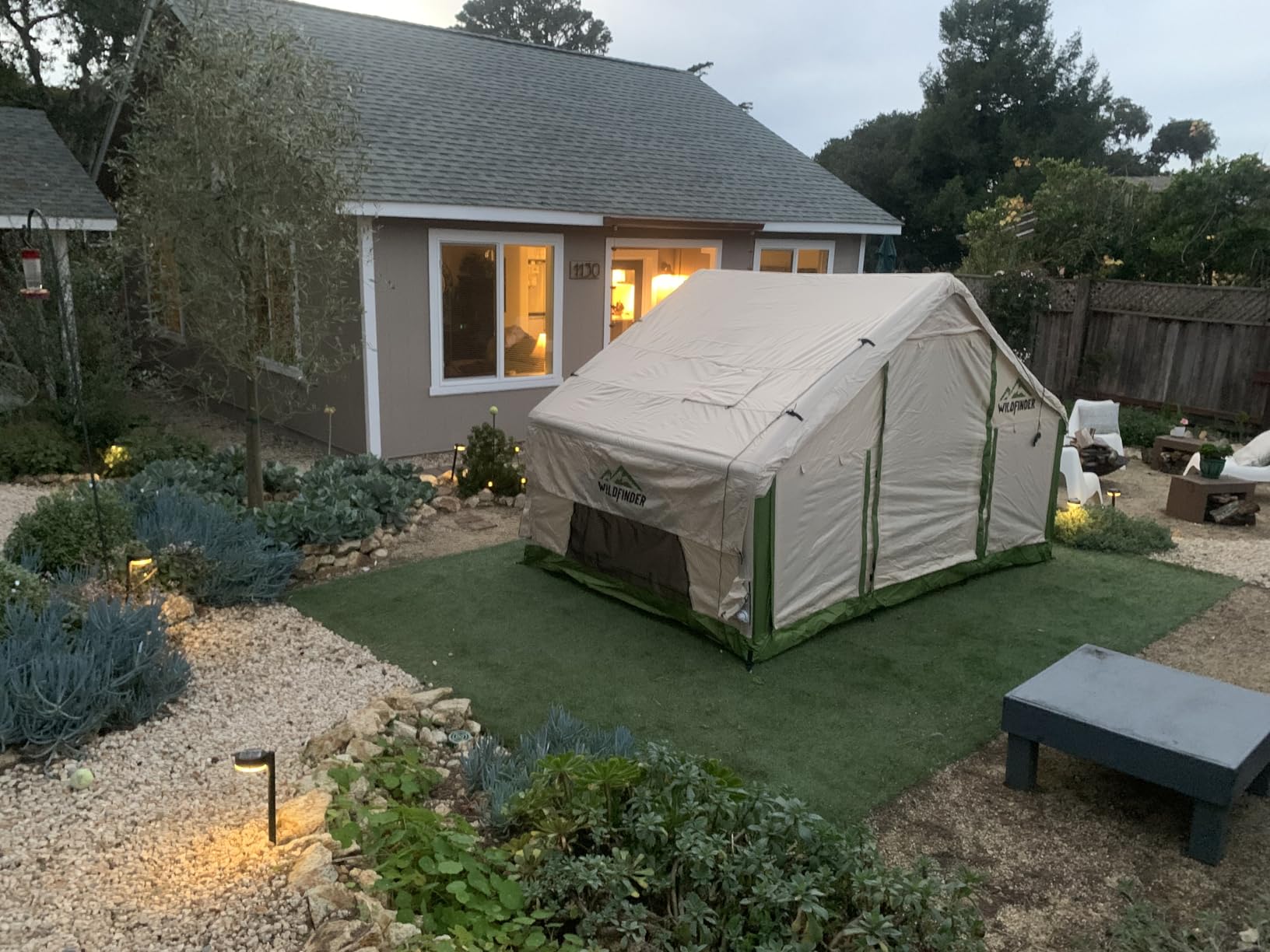 Inflatable Tent with Skylight, Quick Setup Blow Up Tents with Pump, Hot Tent with Stove Jack, Waterproof Oxford Inflatable House for Camping, Air Glamping Tents for Camping Adult 4-6 Person customer photo 1