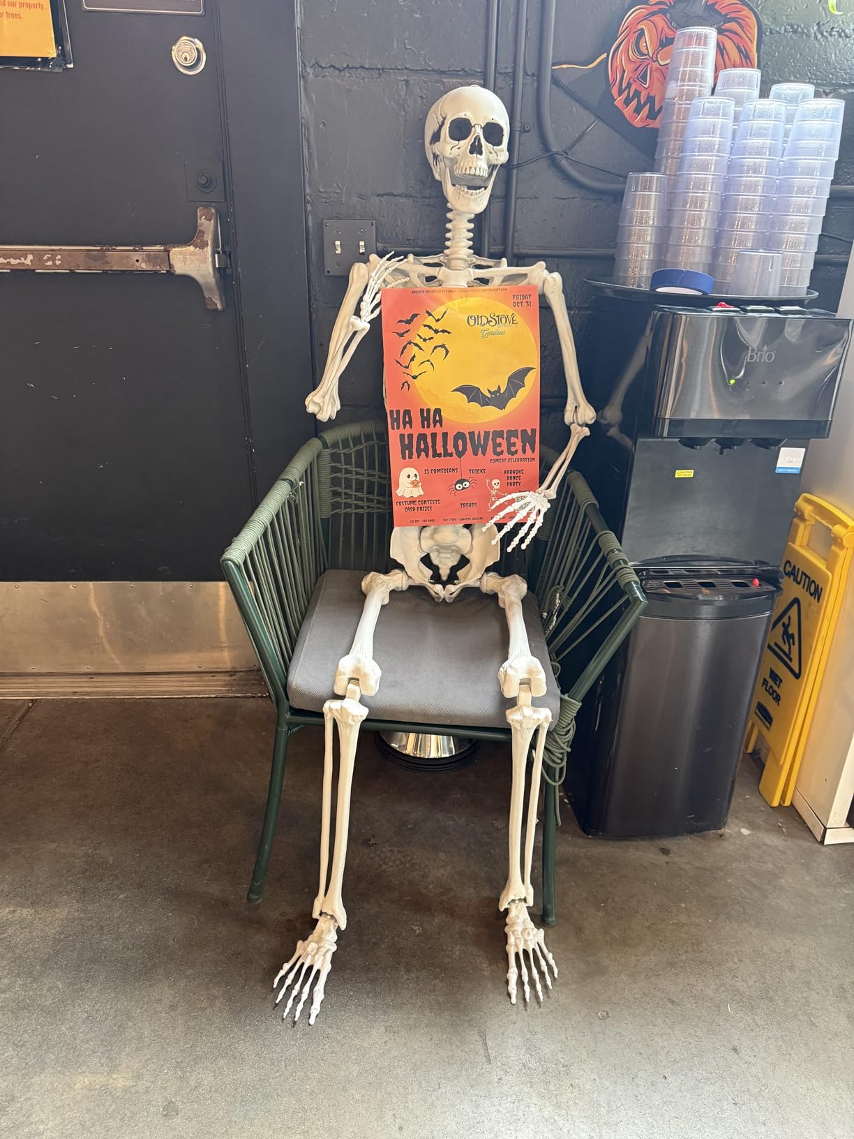 8ft Halloween Giant Skeleton - Posable with Glowing Eyes & Luminescent Paint, Tall Outdoor Skeleton Full Body Life-Like Bones for Halloween Decorations customer photo 2