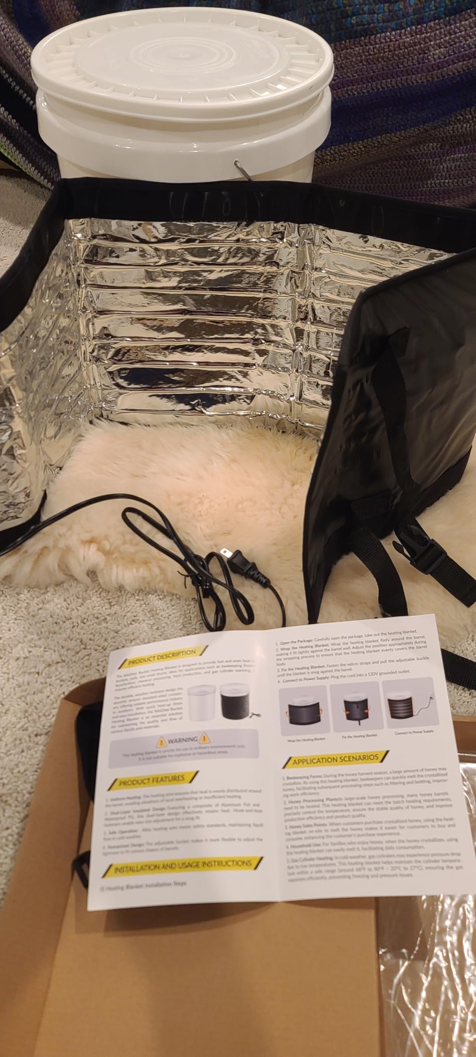 5 Gallon Honey Bucket Heater, YeloDeer Insulated Aluminum Foil Honey Warmer Pail Band Heater for Bee Honey Drum Propane Tank, 120 V customer photo 1