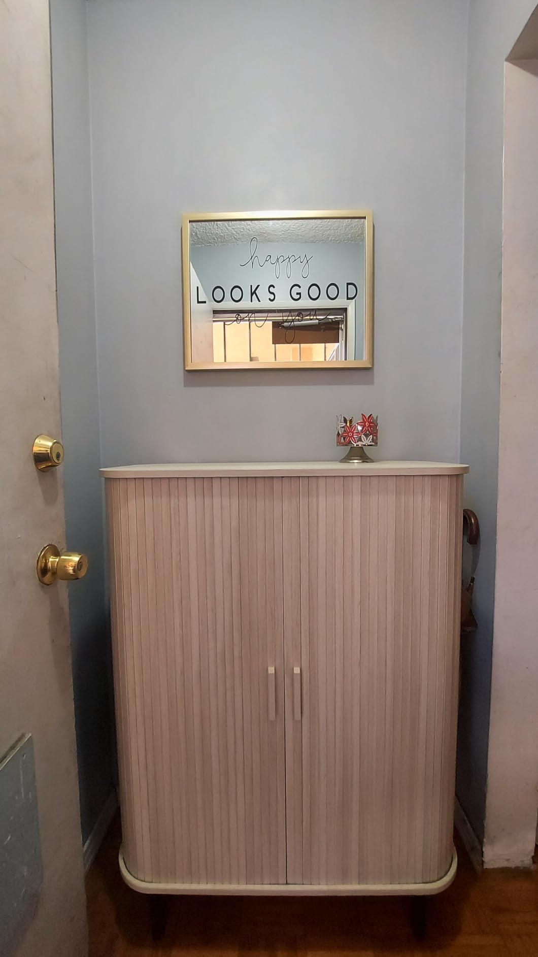 ONBRILL 6-Tier Shoe Cabinet with Sliding Door, Wooden Shoe Storage Cabinet with Adjustable Shelves, Mid-Century Modern Freestanding Shoe Storage Organizer for Entryway, Hallway, Living Room, Walnut customer photo 2