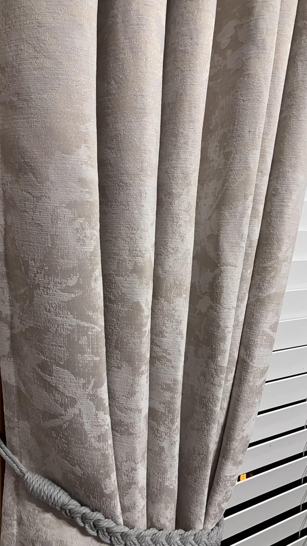 Beauoop Beige Floral Jacquard Blackout Curtains 84 Inches Long 2 Panels for Bedroom Living Room Chenille Flower Room Darkening Thermal Insulated Soundproof Rod Pocket Back Tab Window Drapes, 52x84 customer photo 2