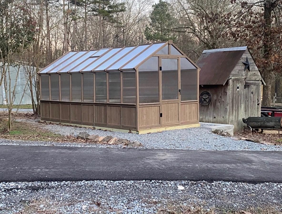 8x10 FT Greenhouse Kit with 6MM Thick Polycarbonate Panel for Outdoor, Wooden Walk-in Green House with Adjustable Roof Vent and Lockable Door, Backyard, Garden, Light Mocha Brown customer photo 1