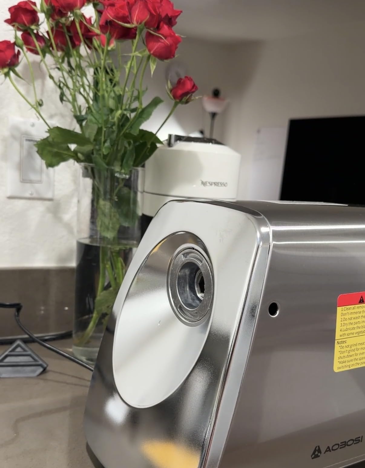 AAOBOSI #12 Meat Grinder, [3000W] 3 Speed Meat Grinder Heavy Duty: Built-in Storage Box, 2 Blades, 4 Plates, 3 Sausage Stuffers, Kibbe Kit, Meat Claw & Burger Press, for Home & Kitchen Use customer photo 2