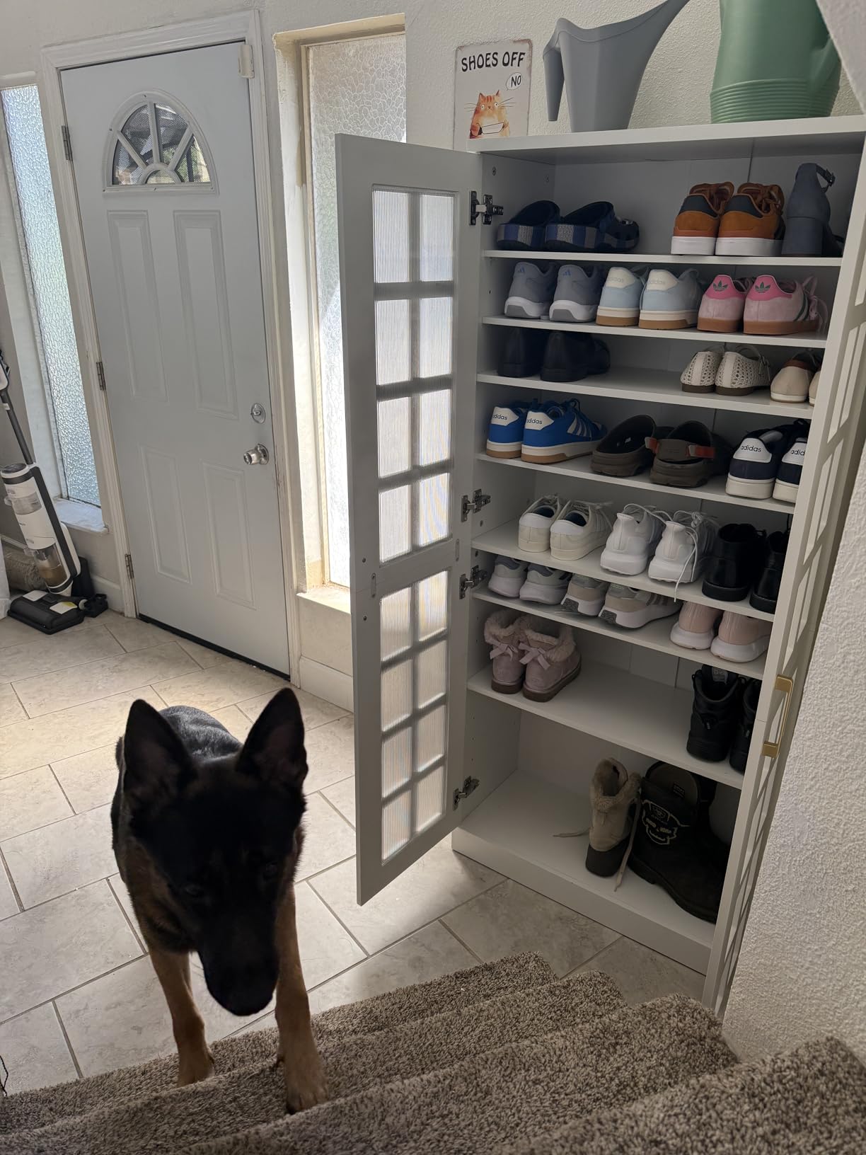 Tribesigns Tall Shoe Cabinet with Doors, 8-Tier Shoe Storage with Adjustable Shelves, Modern Shoe Organizer Shoe Rack Cabinet for Entryway, Hallway, Closet, Living Room, Rustic Brown customer photo 1