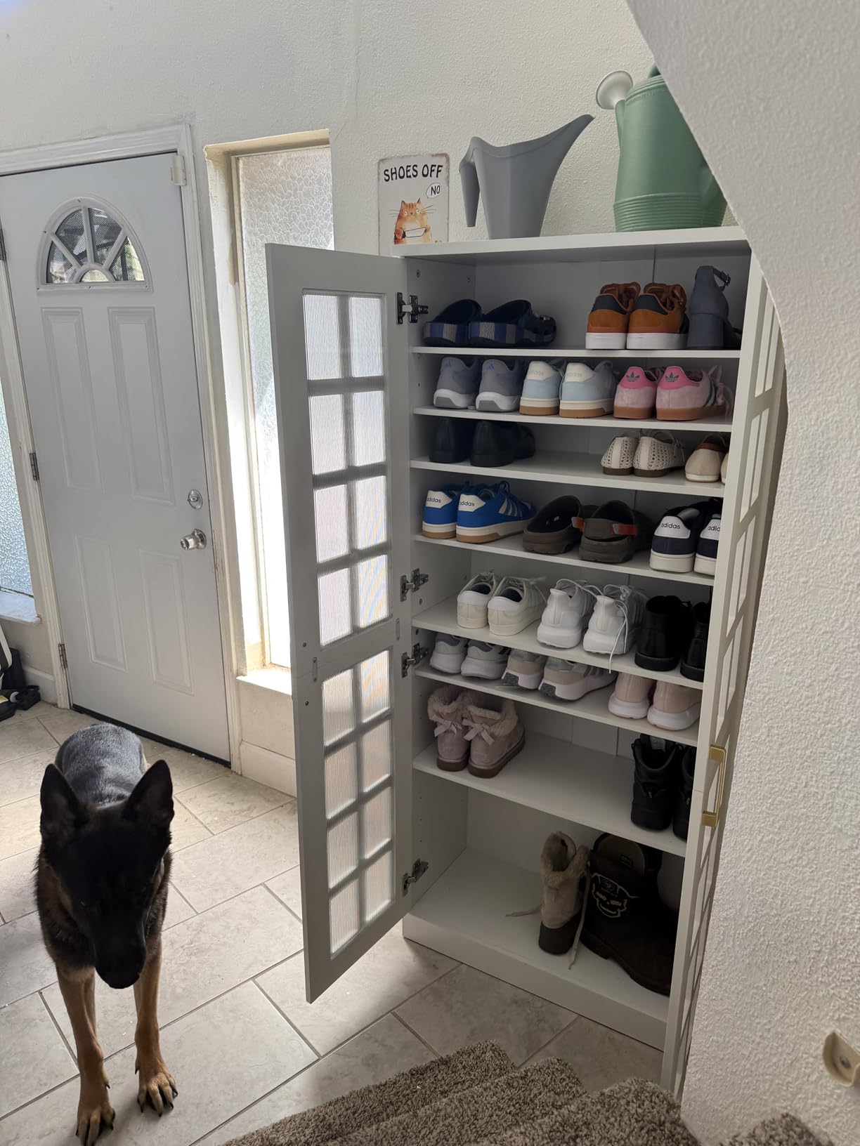 Tribesigns Tall Shoe Cabinet with Doors, 8-Tier Shoe Storage with Adjustable Shelves, Modern Shoe Organizer Shoe Rack Cabinet for Entryway, Hallway, Closet, Living Room, Rustic Brown customer photo 2