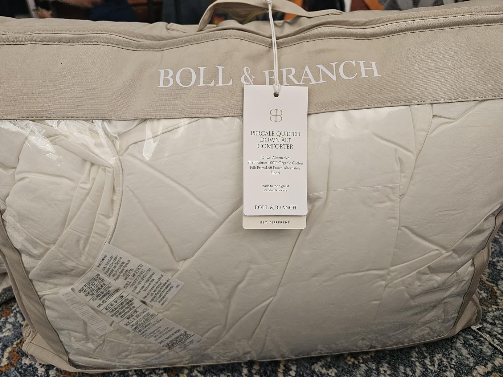 BOLL & BRANCH Percale Quilted Down Alternative Comforter - King/Cal King, Cream - Duvet Insert and Cover in One Layer - All-Season, Luxury Organic Cotton, Hypoallergenic Primaloft - 1 Comforter customer photo 2