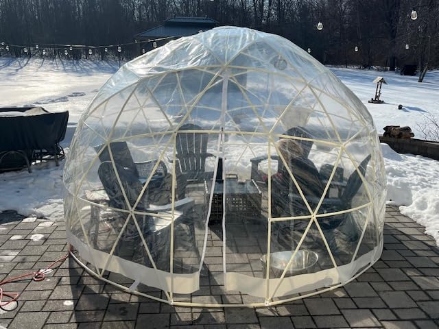 Garden Dome Tent 12*7.2FT, 360° View Geodesic Dome Greenhouse with PVC Clear Cover, Waterproof Garden Bubble Dome Tent House with 2 x 10M Light Strings customer photo 2
