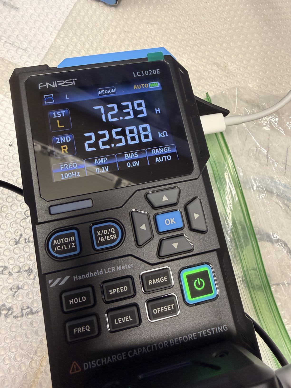 FNIRSI LC1020E 100kHz LCR Meter, 19,999 Counts Resistor Inductor Capacitor Tester, Auto Component Detect, Measures ESR/Q/D/X, 2.8
