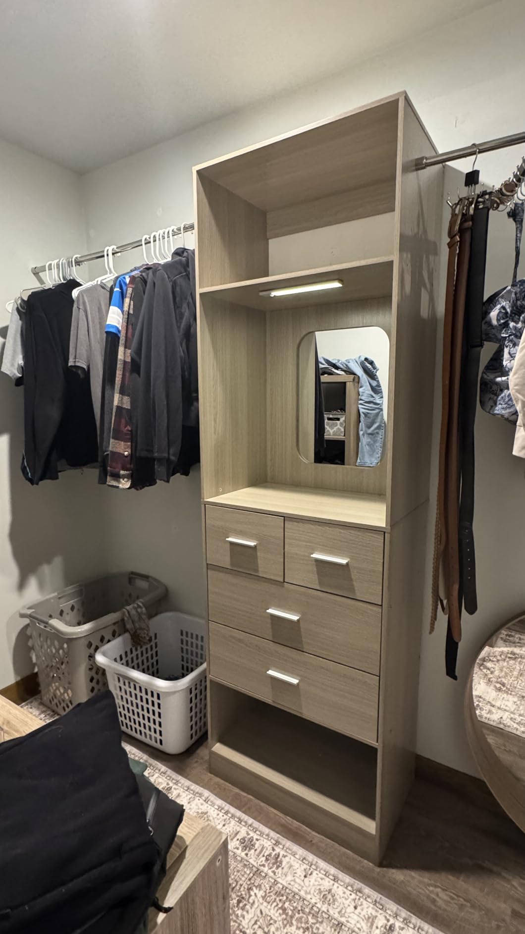 Unikito Closet Systems, 6-14FT Walk in Closet Organizer with 8 Drawers and Mirror, 168