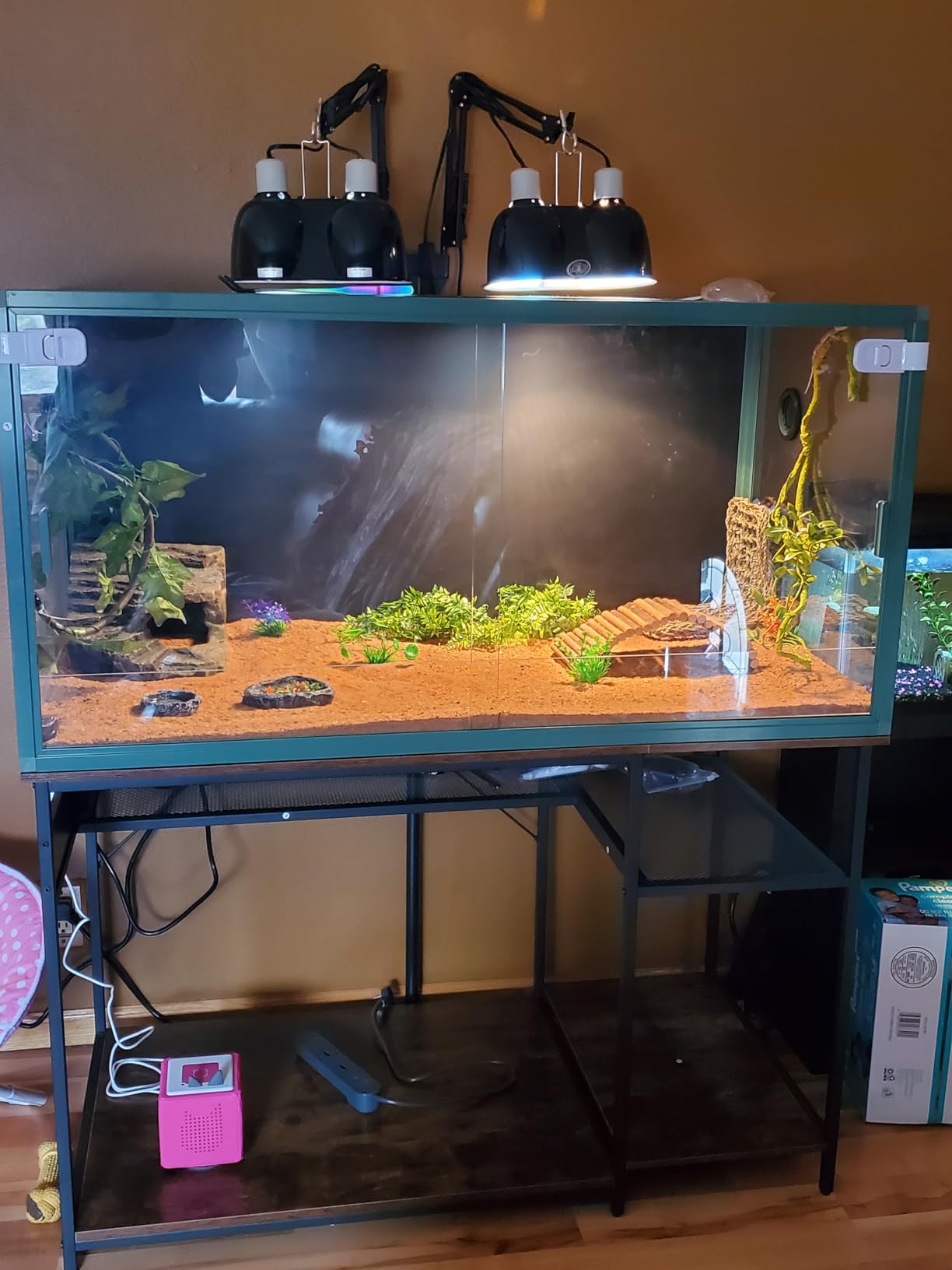 120 Gallon Fish Tank Stand with Power Outlets, Heavy Duty Large Aquarium Stand with Light, Double Reptile Tank Turtle Terrariums Table for Fish Tank Accessories Storage,1100LBS Capacity customer photo 1