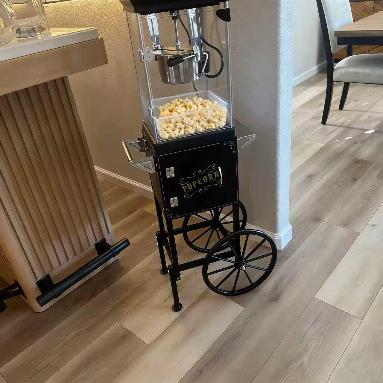 22oz Commercial Popcorn Machine with Cart, Large Popcorn Machine Makes Up to 90 Cups, Movie Theater Pop Corn Machine with Easy-Rolling wheels & Stainless-Steel Kettle customer photo 2