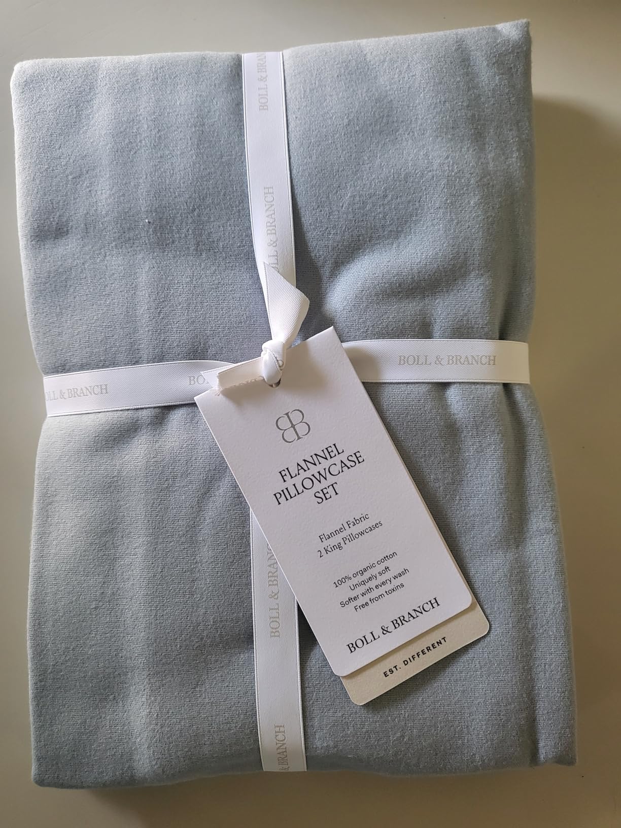 BOLL & BRANCH Flannel Pillowcase Set - Standard, White - Luxury 100% Organic Cotton - 2 Pillowcases Included - Velvety Soft, Warm & Breathable for Every Season customer photo 2