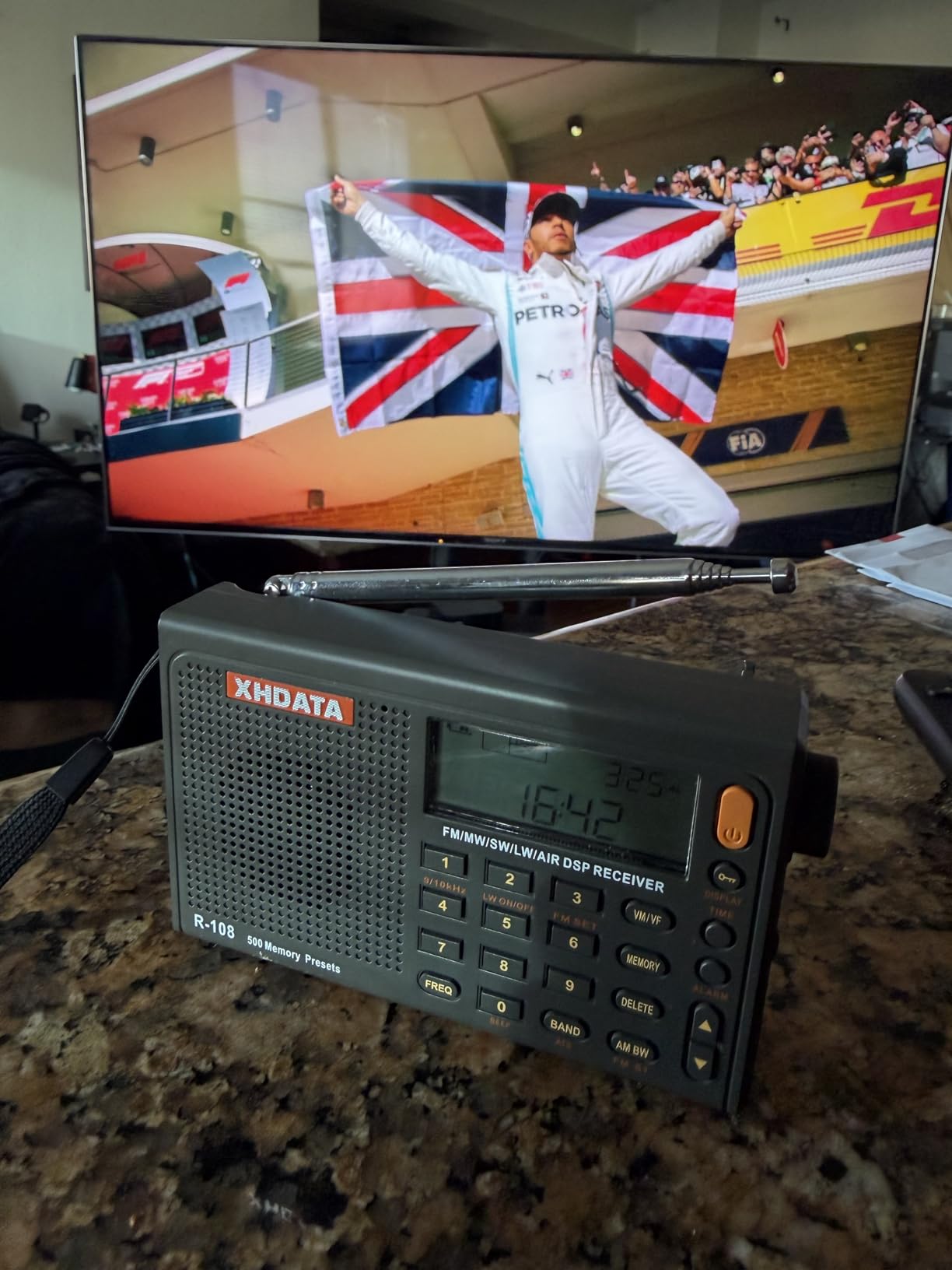 XHDATA R108 Portable Radio AM/FM/SW/LW/Airband Shortwave Radio Receiver Battery Operated with Good Reception, Great Sound Speaker Stereo Alarm Clock External Antenna (Grey) customer photo 1