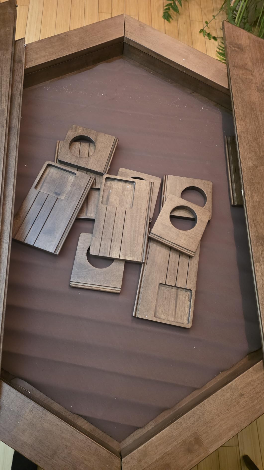 LAUSAINT HOME Board Game & Card Table for 6 Players with Removable Table Top, Hexagon Gaming and Dining Table with Storage Rack, Detachable Cup Holders and Trays, Walnut customer photo 1