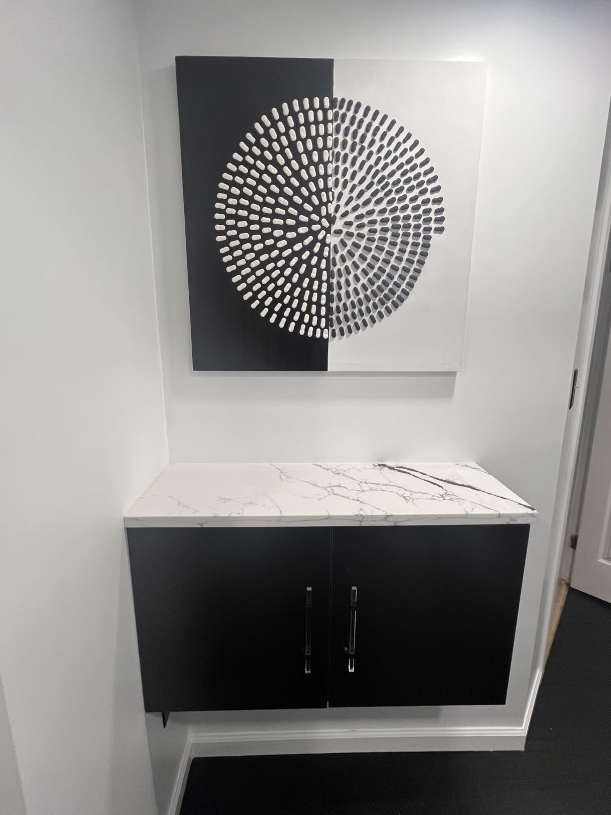 Art 60x40 inches Hand-Painted Blue and White Textured Art Oil Painting - Modern Abstract sea Wave Landscape Art - Large Wall Decoration Suitable for Home Office Decoration customer photo 1