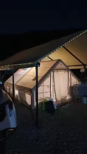 Inflatable Camping Tents 8-10 Person, 129 Square Feets Large Inflatable Camping Tent with Stove Jack, Blow up Tent with Mesh Windows & Pump customer photo 2