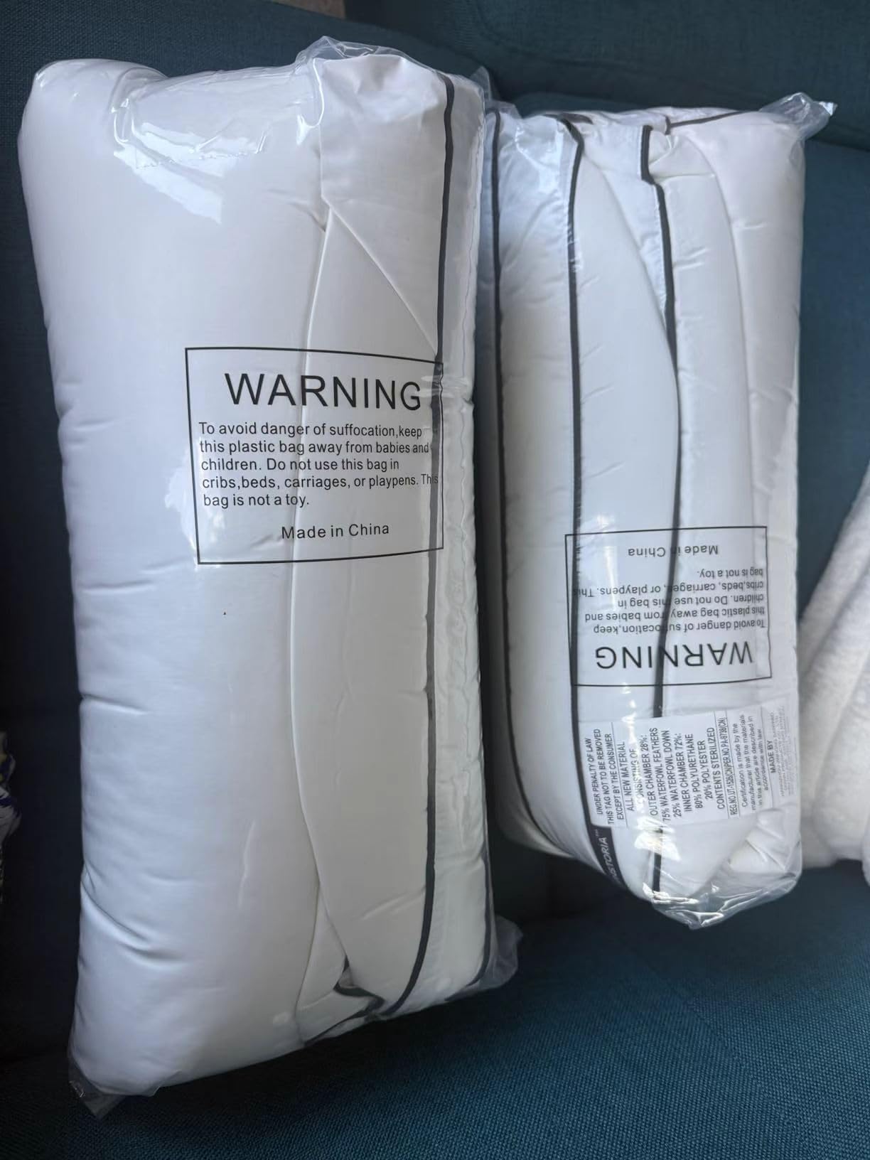 RDS Certified Goose Feather & Down Pillows, 3-Chamber Gusseted Design for Balanced Neck Support, 100% Cotton Cover, Hotel Style Bed Pillow for Side and Back Sleepers | Queen Size Set of 2, 20