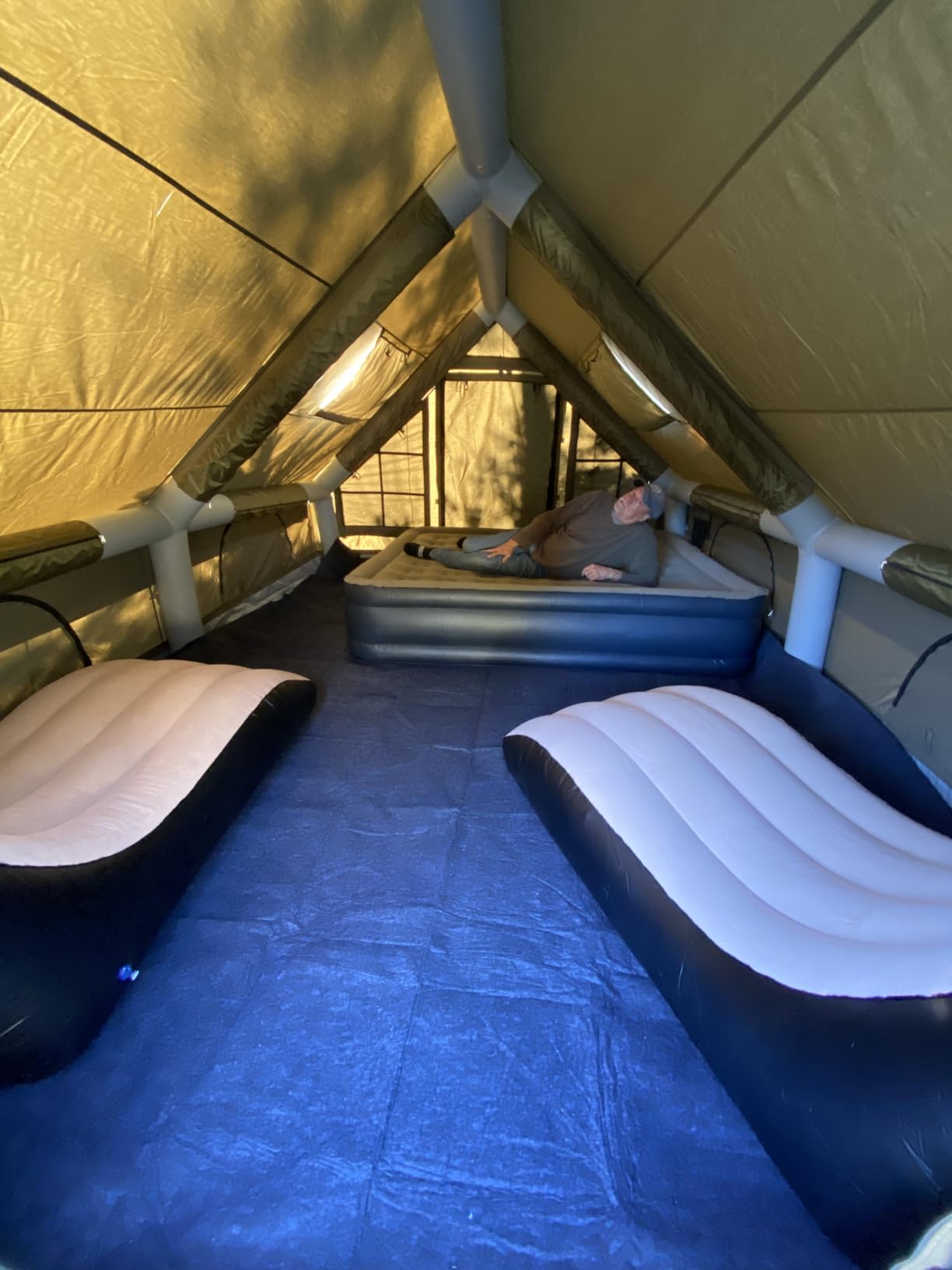 Large Luxury Inflatable Camping Tent, Technology Cotton Canvas Tent for 4-6-8-10-12 People | Breathable and Waterproof Tent with Skylight and Stove Jack, Suitable for Family Camping of 12 ㎡ customer photo 1