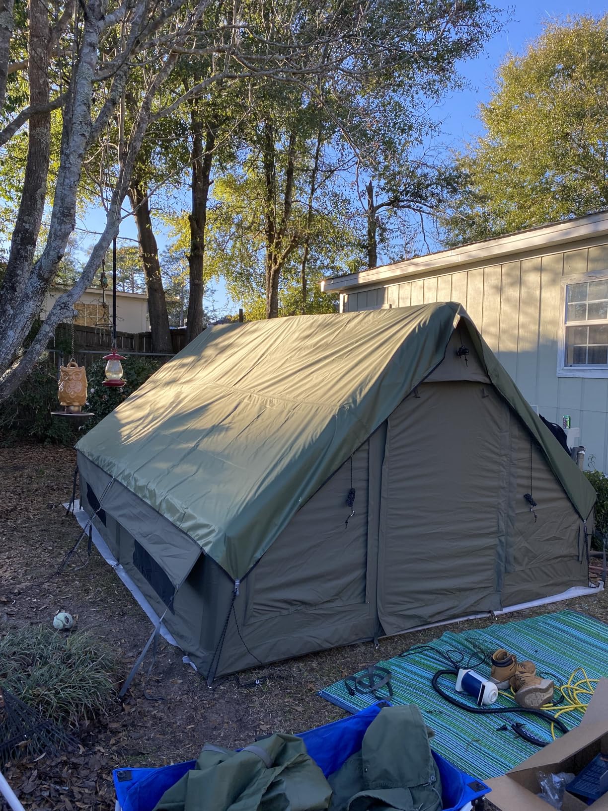 Large Luxury Inflatable Camping Tent, Technology Cotton Canvas Tent for 4-6-8-10-12 People | Breathable and Waterproof Tent with Skylight and Stove Jack, Suitable for Family Camping of 12 ㎡ customer photo 2