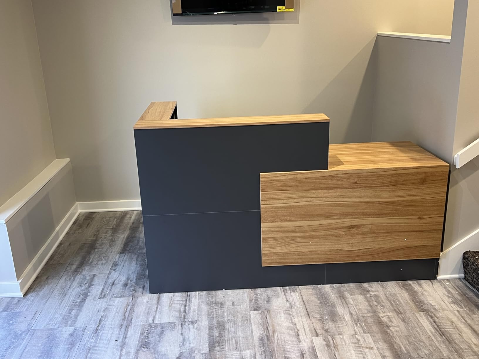 L-Shaped Reception Desk with Lockable Drawers, Adjustable File Cabinet & Keyboard Tray, Modern Front Counter for Office, Salon, or Lobby customer photo 2