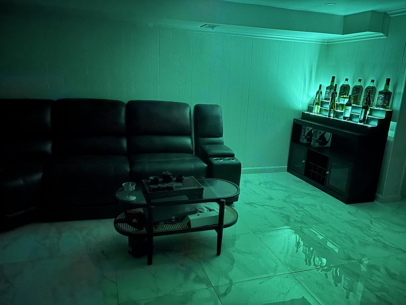 Loomie Wine Bar Cabinet with LED Lighted Liquor Bottle Display Shelf, Liquor Cabinet with Glass Holder, Coffee Bar for Liquor, Storage Buffet with Wine Racks, Wine Cabinet with Door (Black) customer photo 1