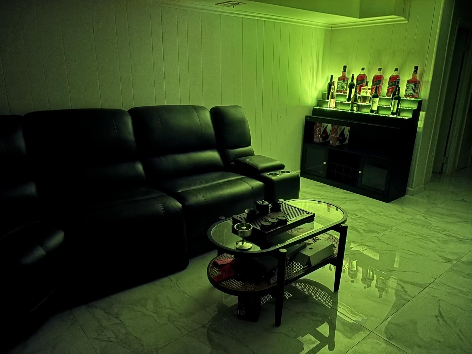 Loomie Wine Bar Cabinet with LED Lighted Liquor Bottle Display Shelf, Liquor Cabinet with Glass Holder, Coffee Bar for Liquor, Storage Buffet with Wine Racks, Wine Cabinet with Door (Black) customer photo 2