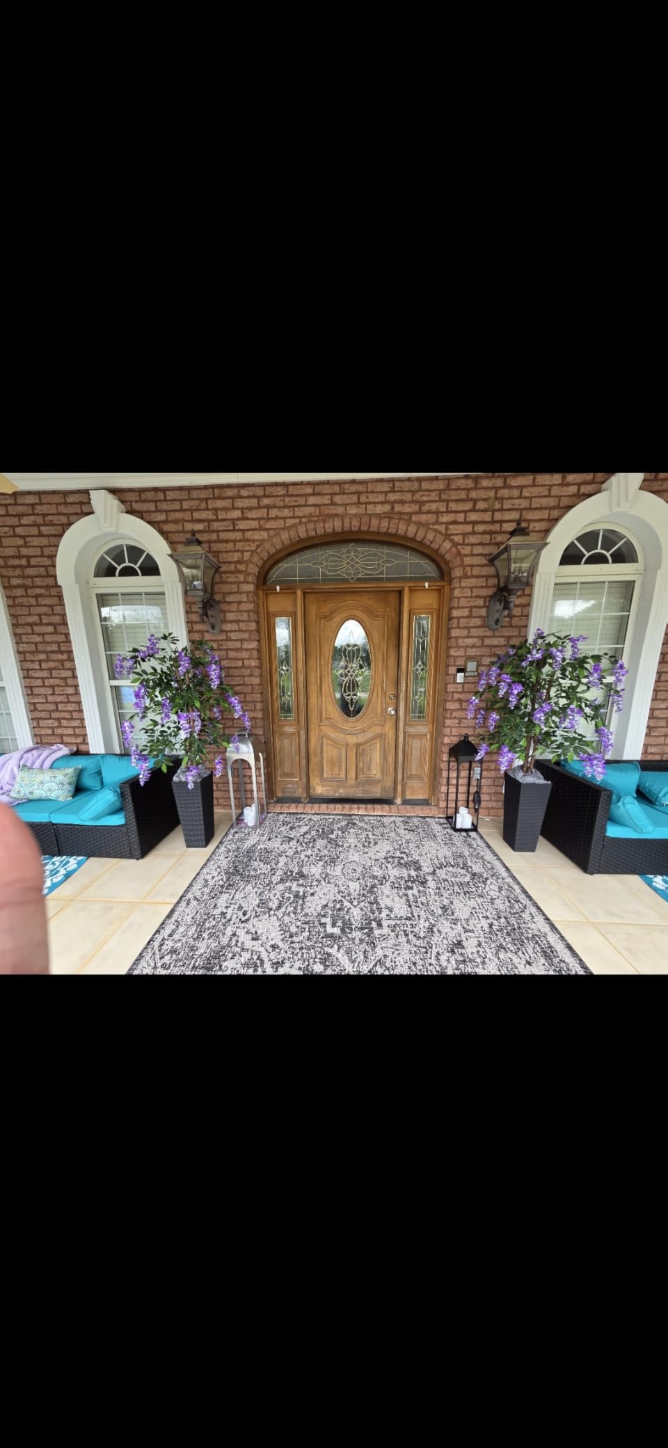 2 Pack 5ft Artificial Wisteria Tree with Cement Base Pot (Rosy Pink) customer photo 2