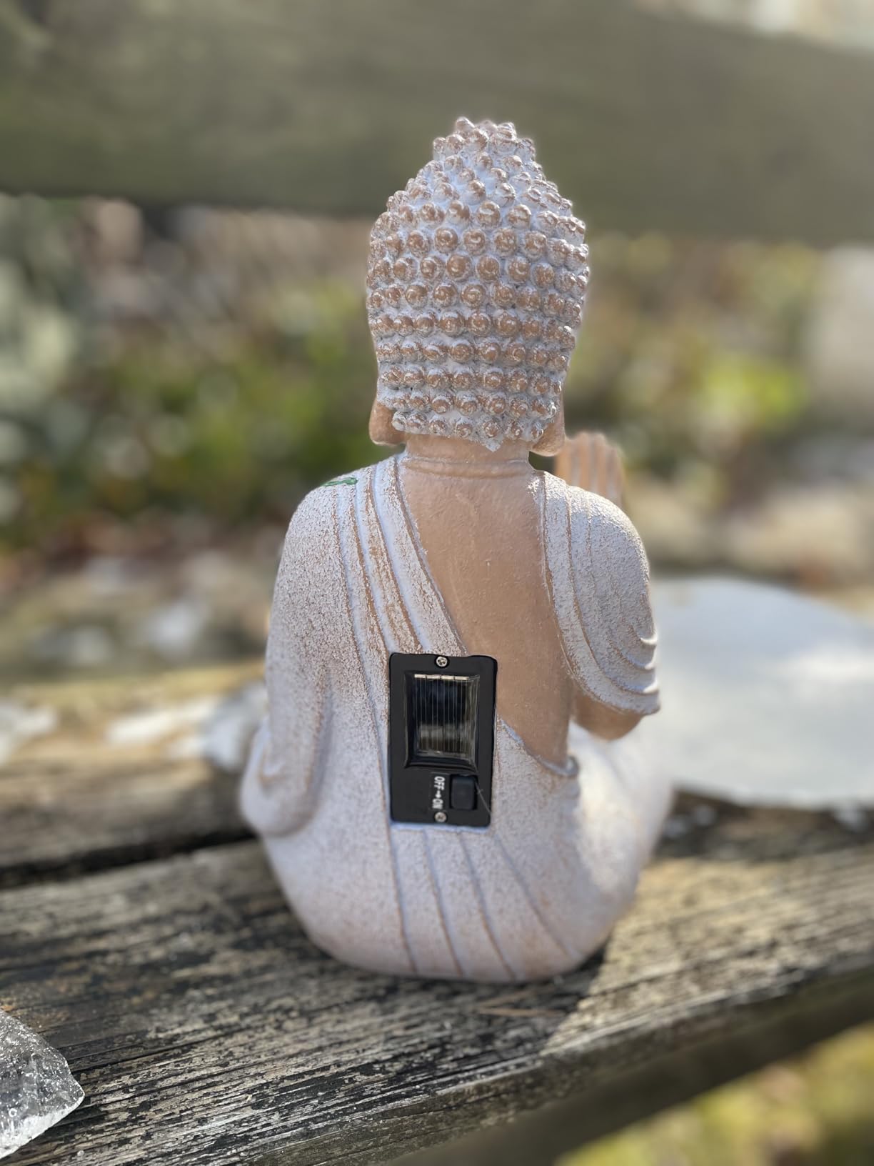 Nacome Solar Buddha Garden Statues with Lotus Flower: Resin Zen Decor Waterproof Sculpture Outdoor Light Design - 10.6 inches customer photo 1