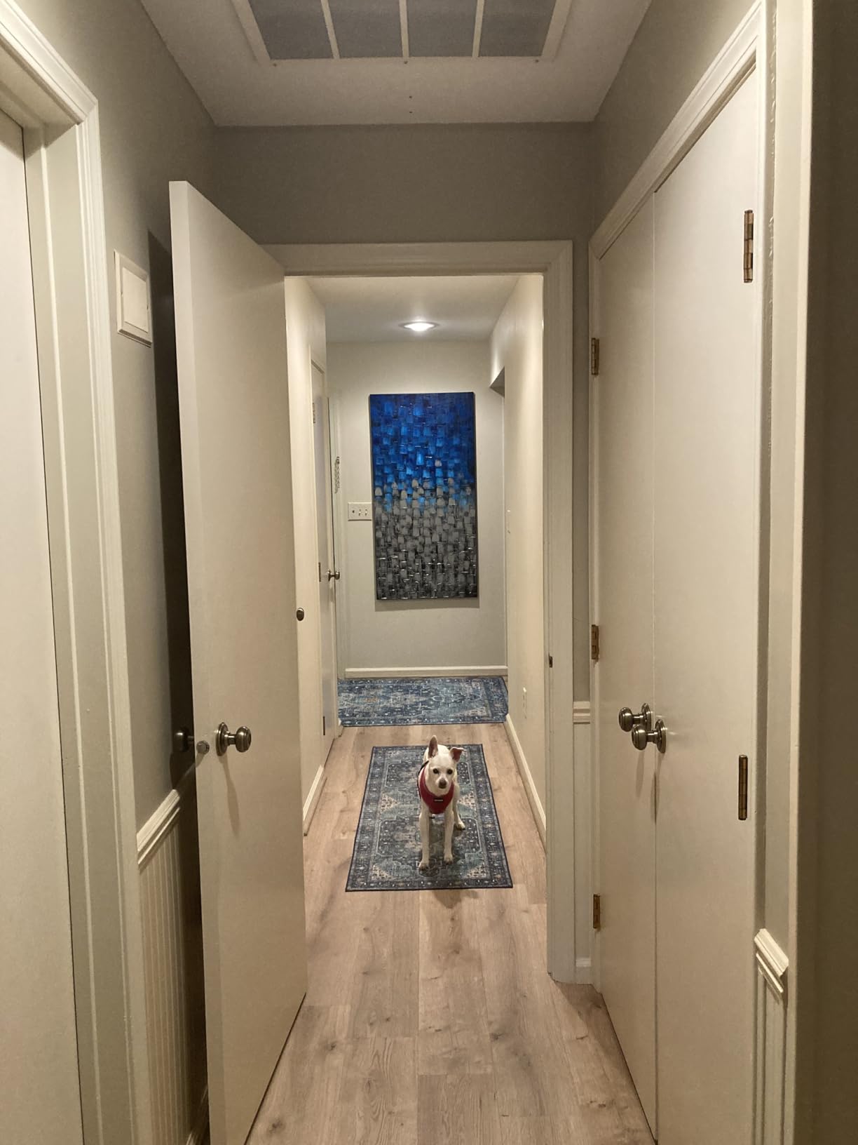 MyArton Large Abstract Red Gray Linen Wall Art Hand Painted Textured Oil Painting Picture on Canvas Framed Ready to Hang 60x30inch customer photo 1