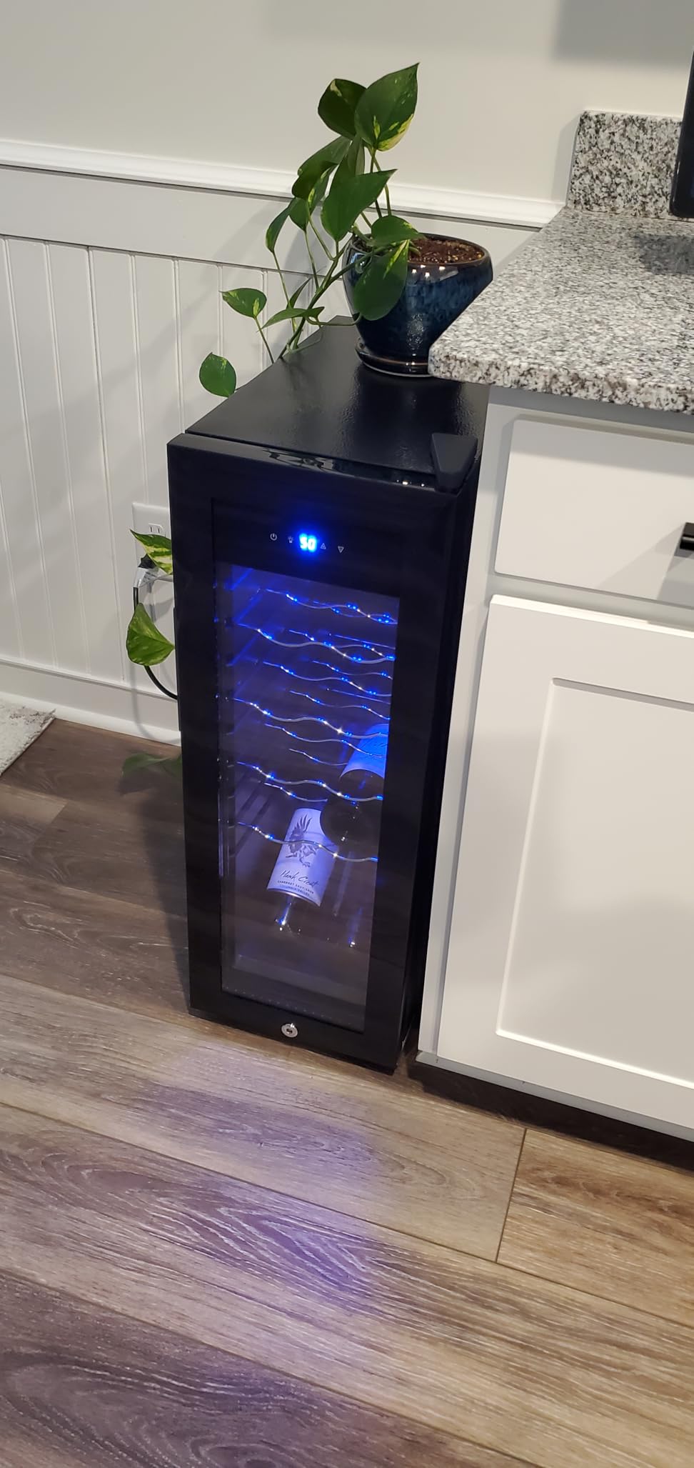 12 Bottle Wine Cooler Refrigerator - Small Wine Fridge for Red, White, Champagne, Freestanding Wine Cellar with Glass Door & Digital Temperature Control for Home Bar, Office customer photo 1