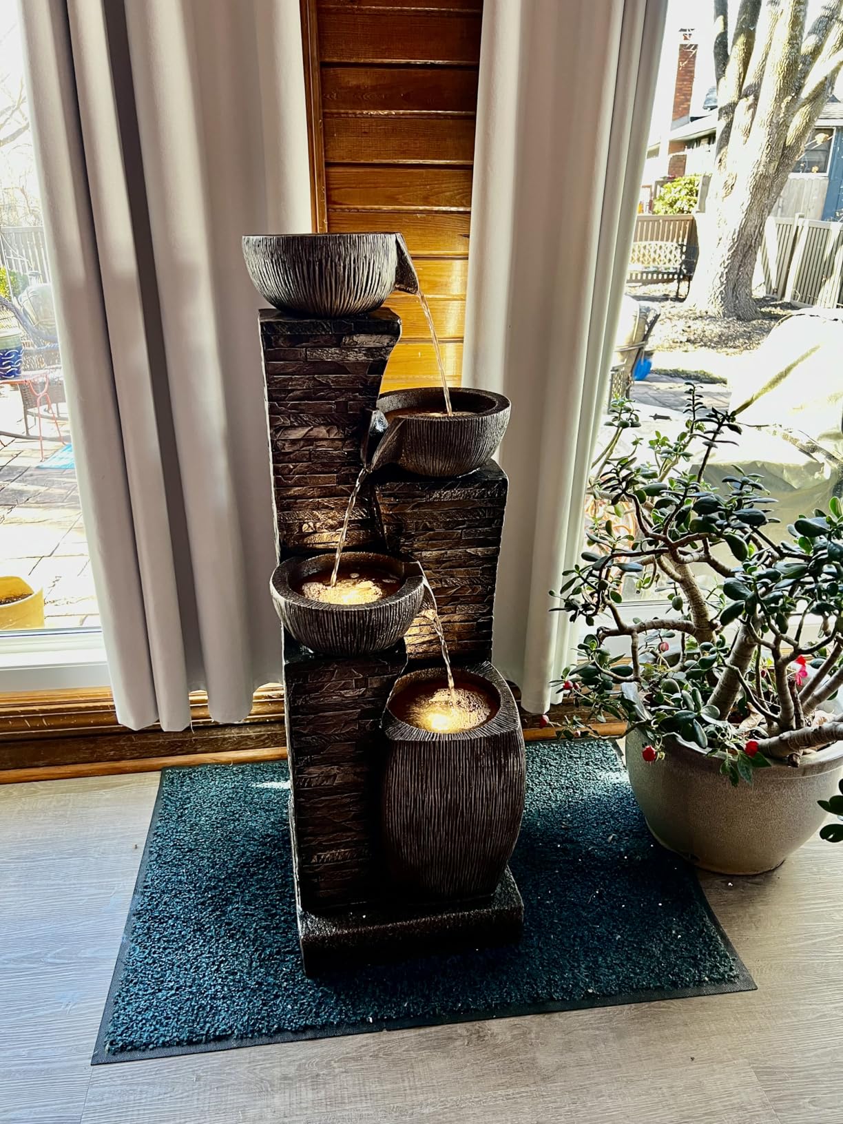 4 Tiered Solar Water Fountain Outdoor Garden, 35.6