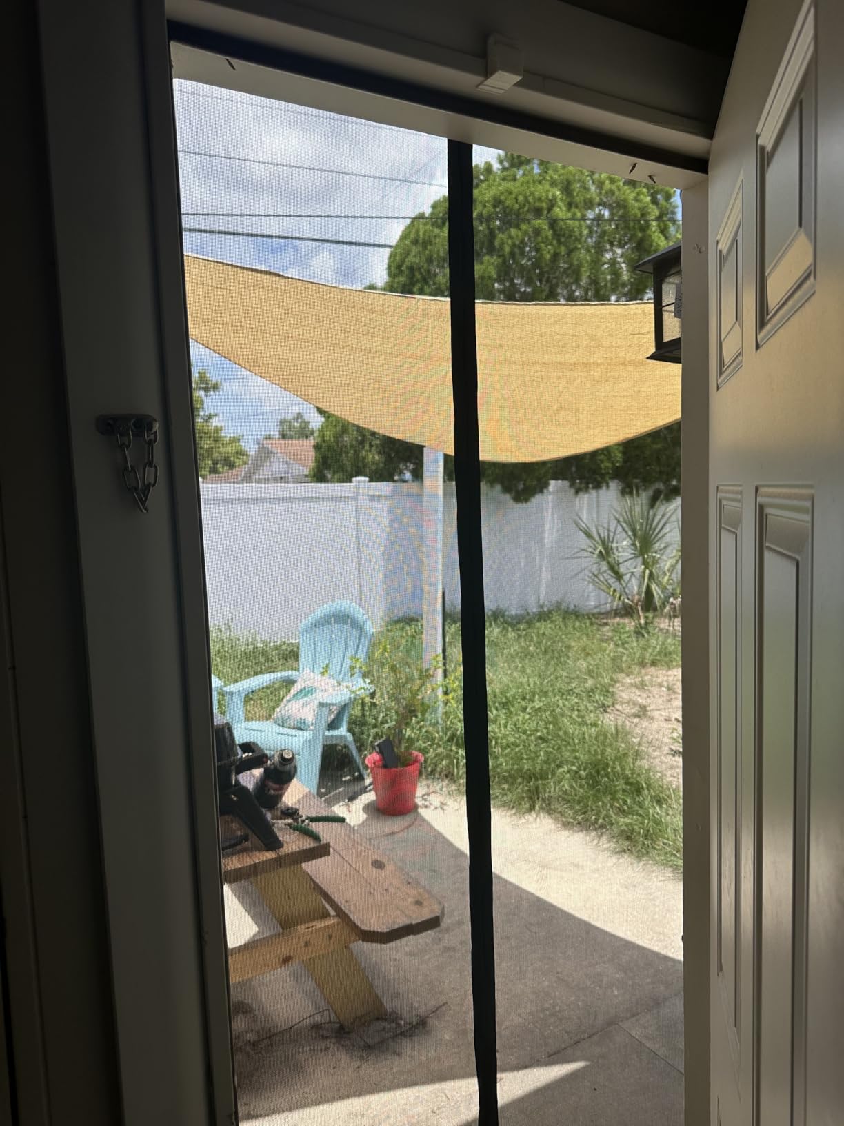 Sliding Garage Door Screen for 2 Car Garage 16x7FT, Sliding Screen Door with Track Cloure& Retractable Fiberglass Mesh, Heavy Duty Weighted Bottom with Sleeve, Easy Assembly &Pass for Garage/Patio customer photo 2