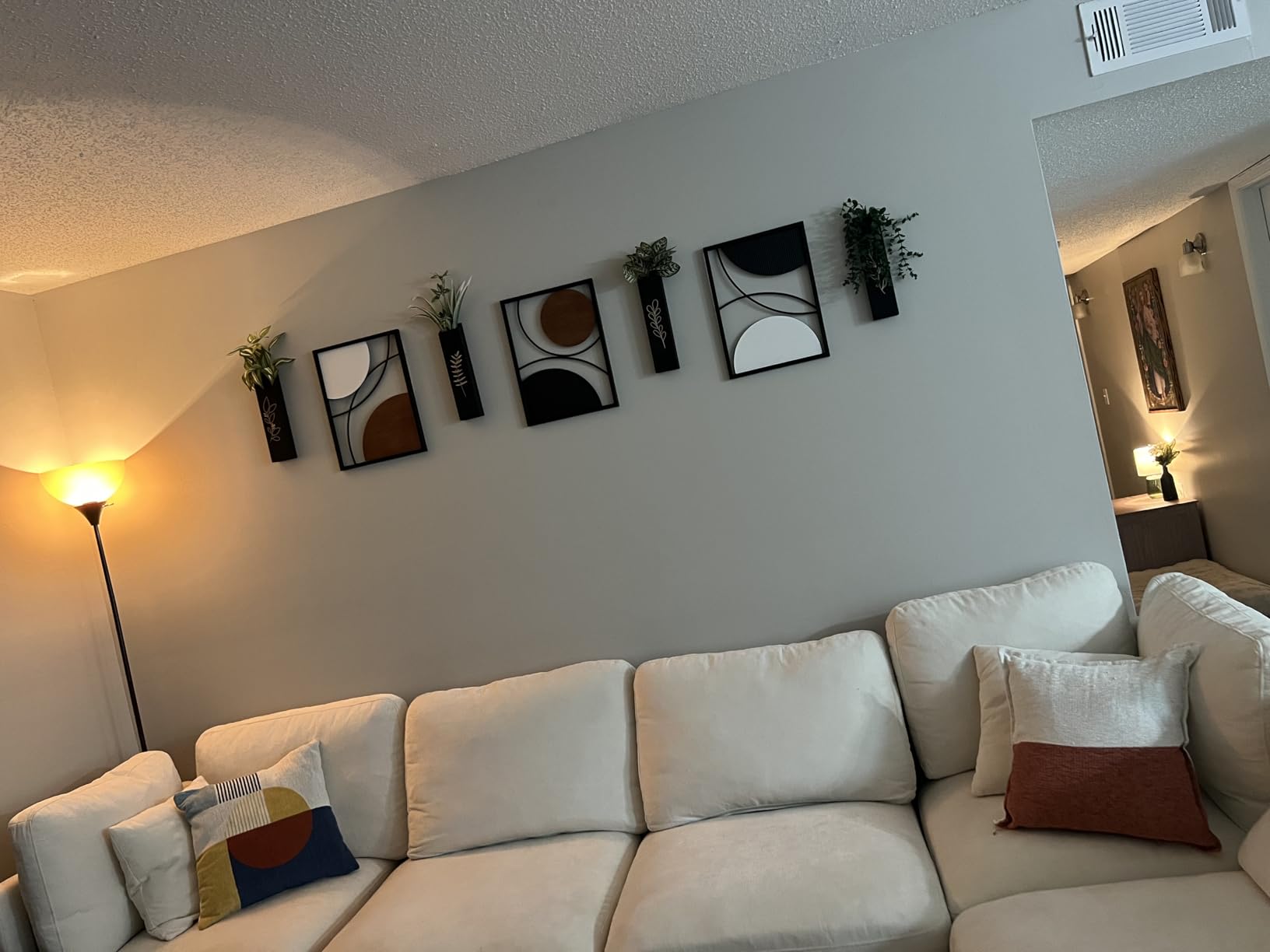 Abstract Geometric Wall Decor Set, Gold and Black Metal Wall Art with Circular and Linear Designs, 2 Piece Framed Modern Wall Sculpture customer photo 2