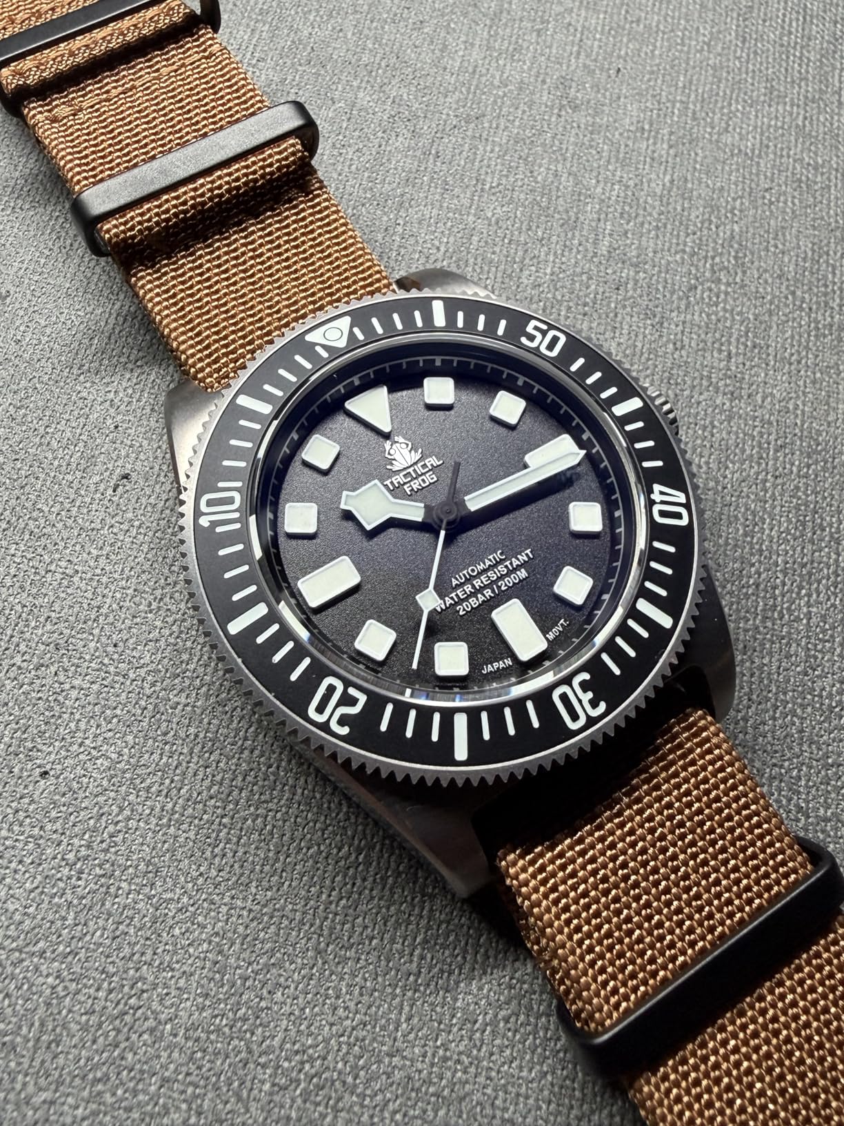 Tactical Frog FX-Diving Titanium Dive Watches for Men, Automatic NH35 Movement, 200M Water Resistant, Sapphire Crystal, Fabric Strap, Luminous Waterproof Watch customer photo 1