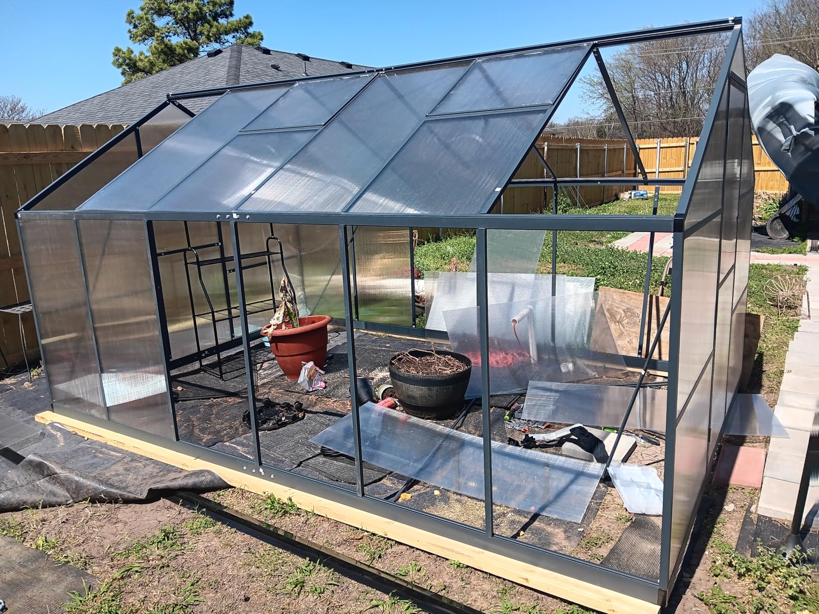 6x6 FT Greenhouse for Outdoors, Polycarbonate Greenhouse with Quick Setup Structure and Roof Vent, Aluminum Large Walk-in Green House for Outside Garden Backyard, Charcoal Black customer photo 1