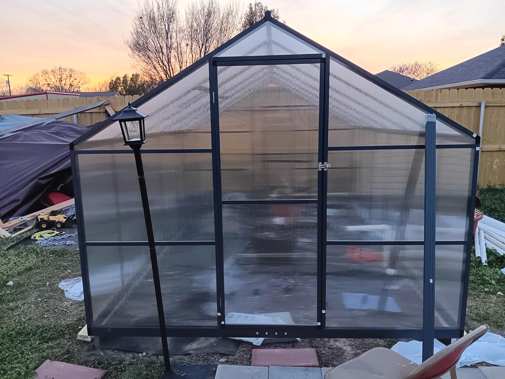 6x6 FT Greenhouse for Outdoors, Polycarbonate Greenhouse with Quick Setup Structure and Roof Vent, Aluminum Large Walk-in Green House for Outside Garden Backyard, Charcoal Black customer photo 2