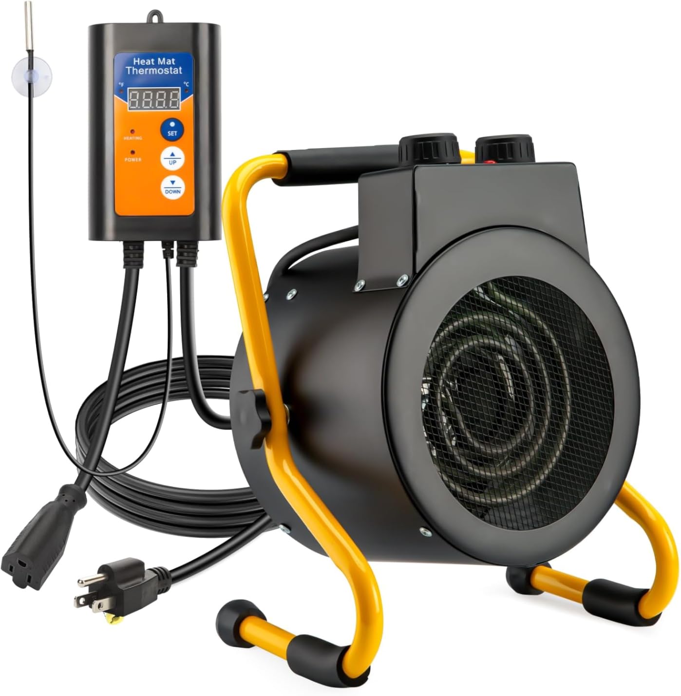 Greenhouse Heater with Digital Thermostat, 1500W Green House Heater for Plants, Electric Grow Tent Heaters, Fast Heating with Overheat Protection, Space Heater for Flower Room, Yellow customer photo 1