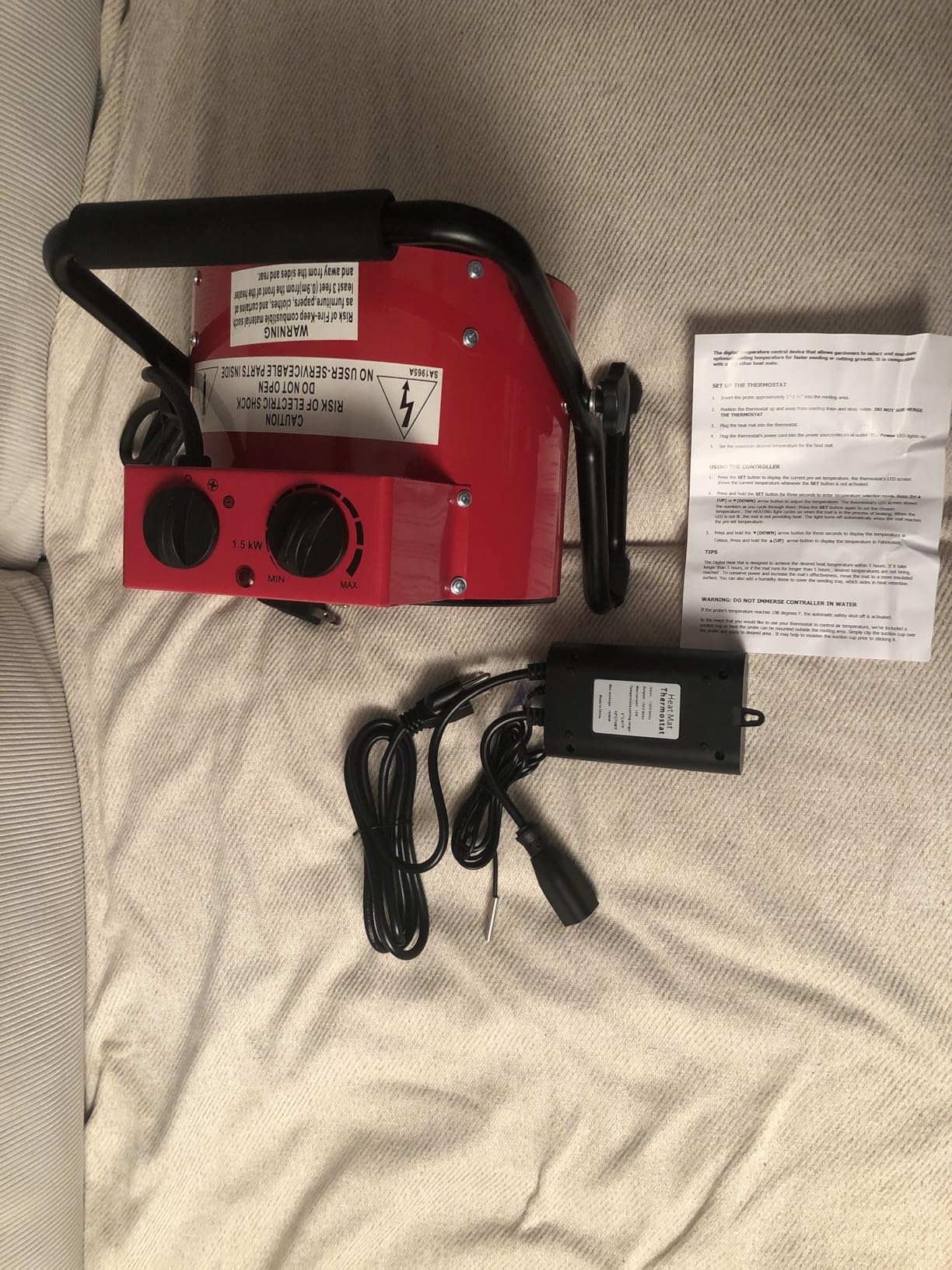 Greenhouse Heater with Digital Thermostat, 1500W Green House Heater for Plants, Electric Grow Tent Heaters, Fast Heating with Overheat Protection, Space Heater for Flower Room, Yellow customer photo 2