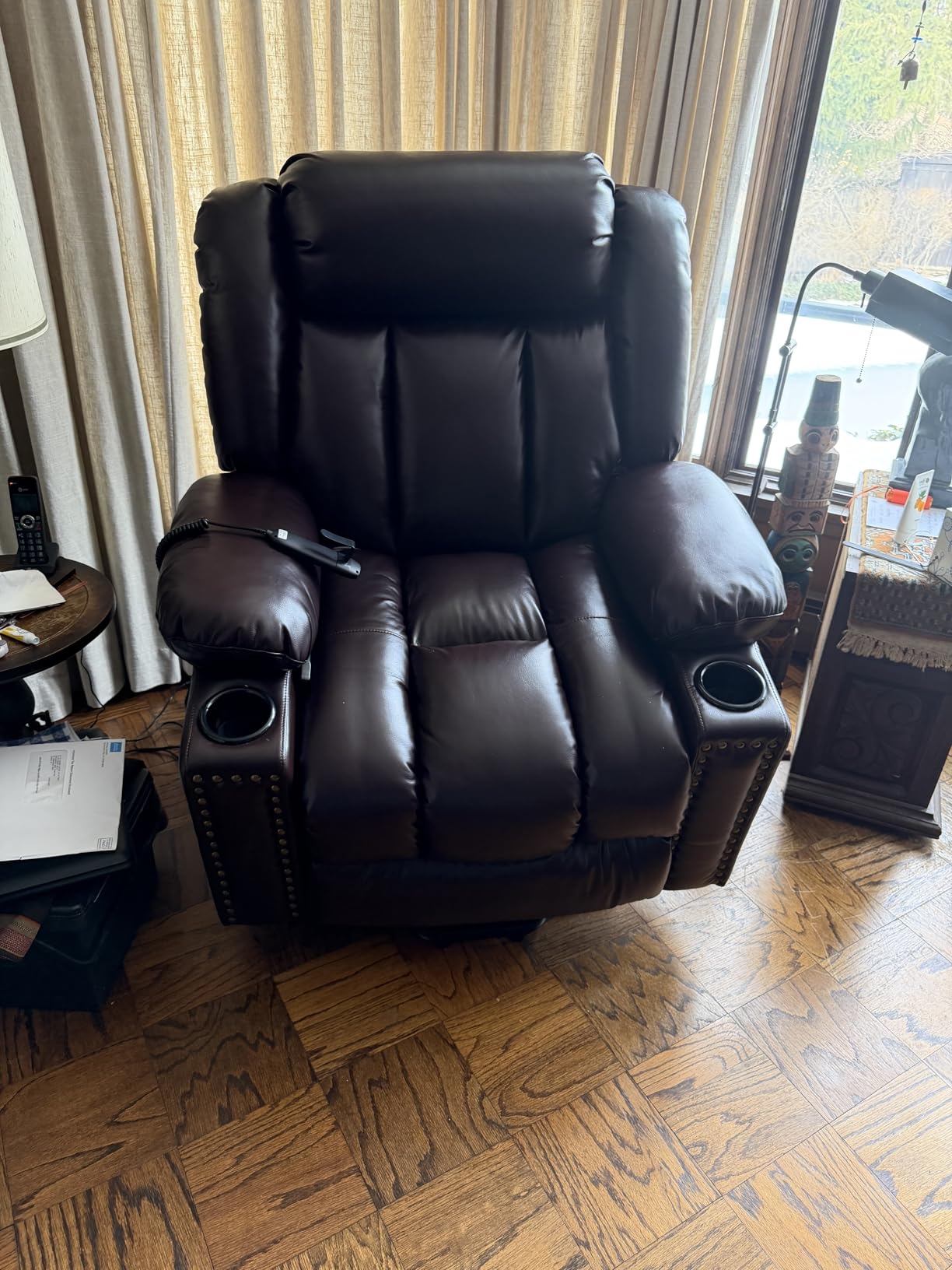Triple Motor Large Power Lift Recliner Chair for Elderly with Heat and Massage, Lay Flat Lift Chairs for Seniors Infinite Position, Extended Footrest (Dark Brown) customer photo 1